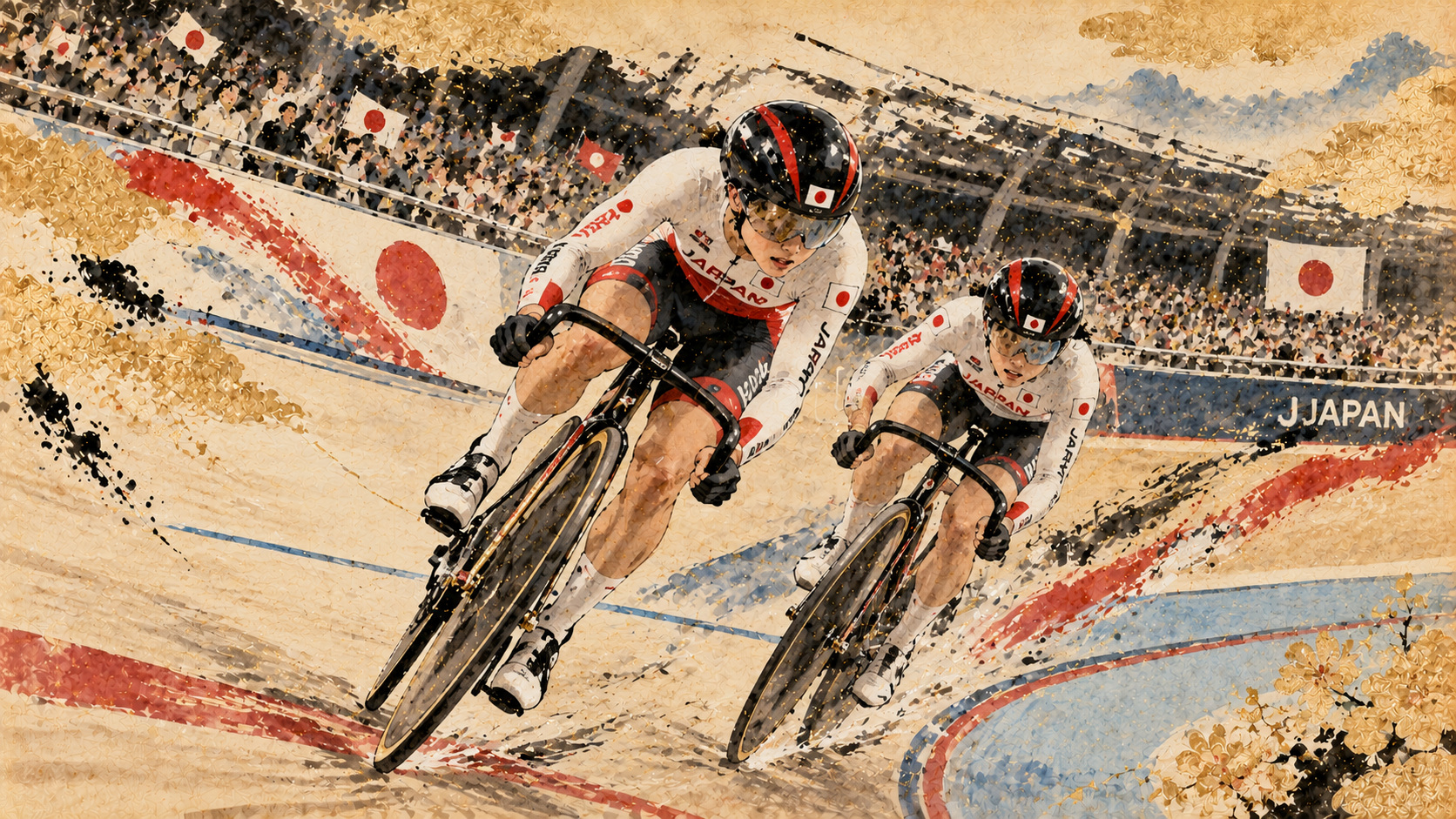 世界自転車トラック選手権、内野艶和が銀・佐藤水菜が銅――異なる二つの強さ — original AI-generated editorial illustration