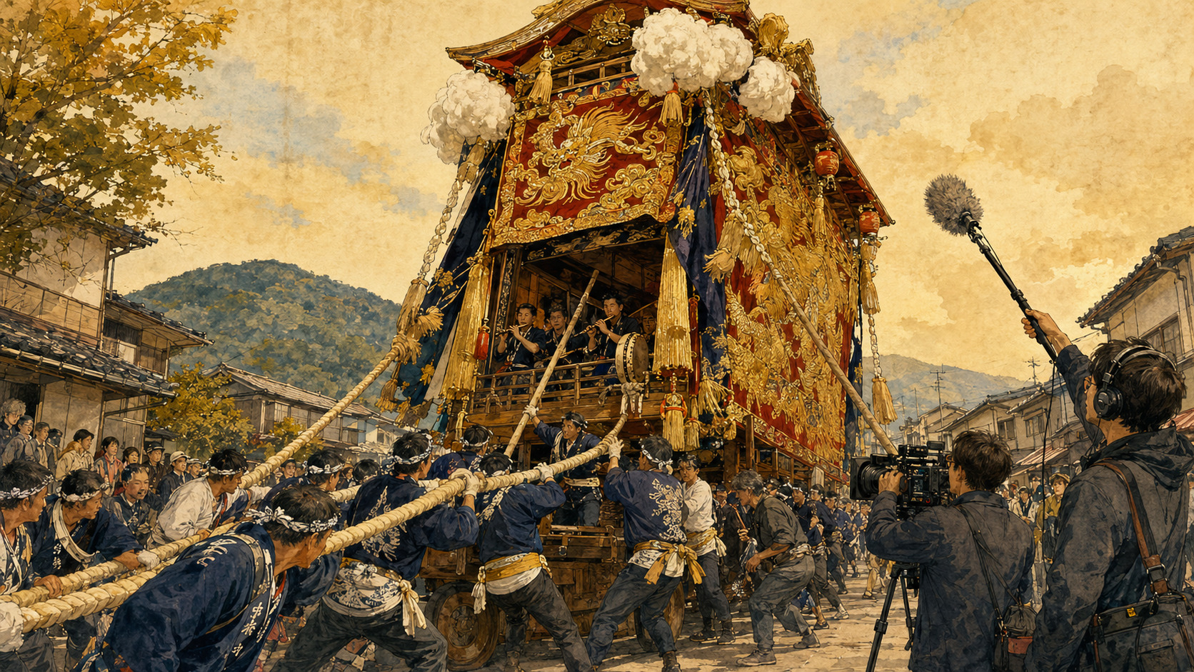 香川のちょうさ祭りを撮影する地域映画制作陣