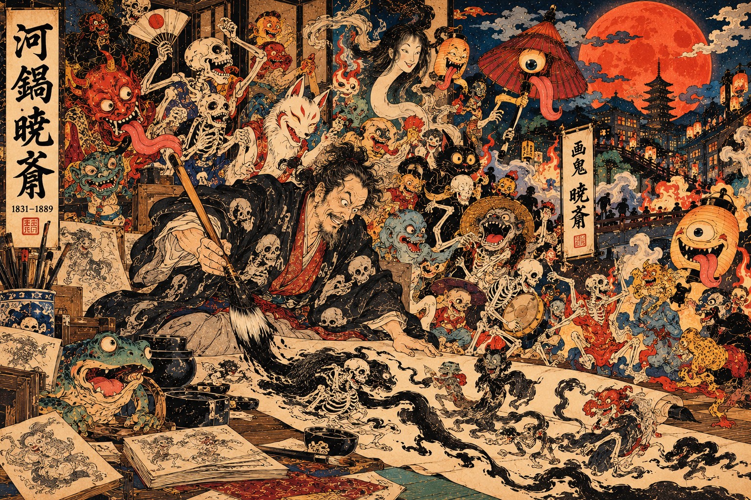 Original AI-generated editorial tribute inspired by Kawanabe Kyōsai