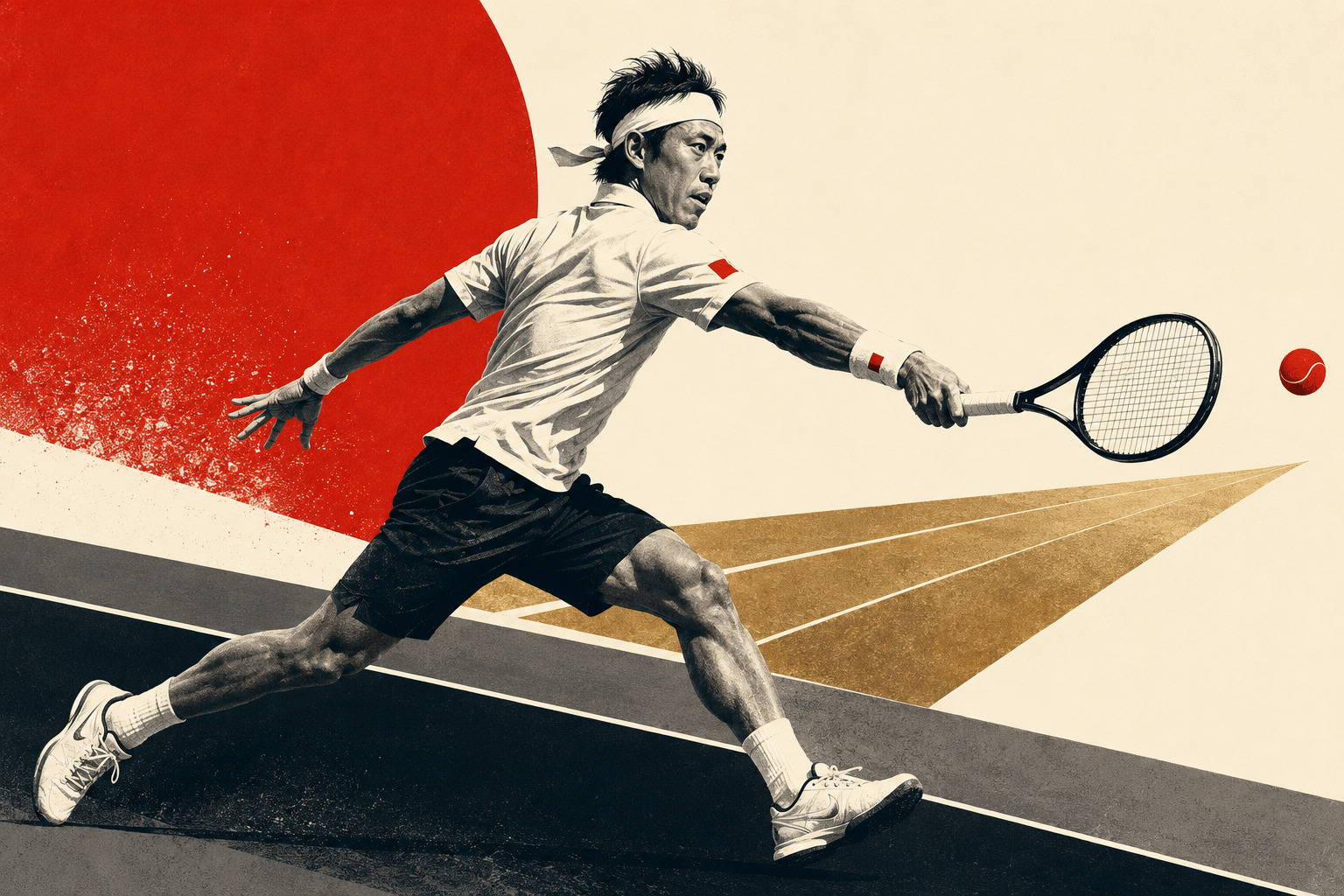 Kei Nishikori competing in Washington during his farewell season
