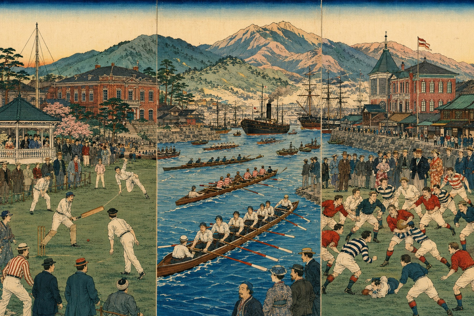 神戸の外国人クラブと日本近代スポーツの誕生の編集イラスト