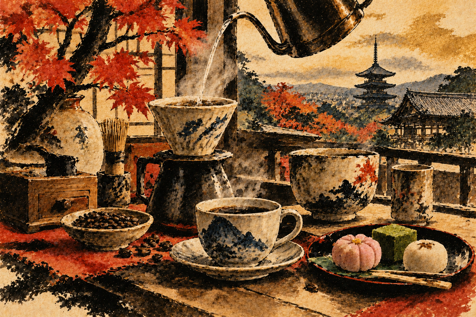 一枚の皿から京都工芸の未来へ — AI-generated editorial illustration inspired by Kishi Ganku