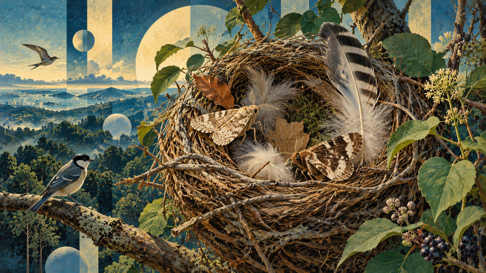 The Moths in Birds’ Nests—and the Flowers Behind Them — editorial illustration