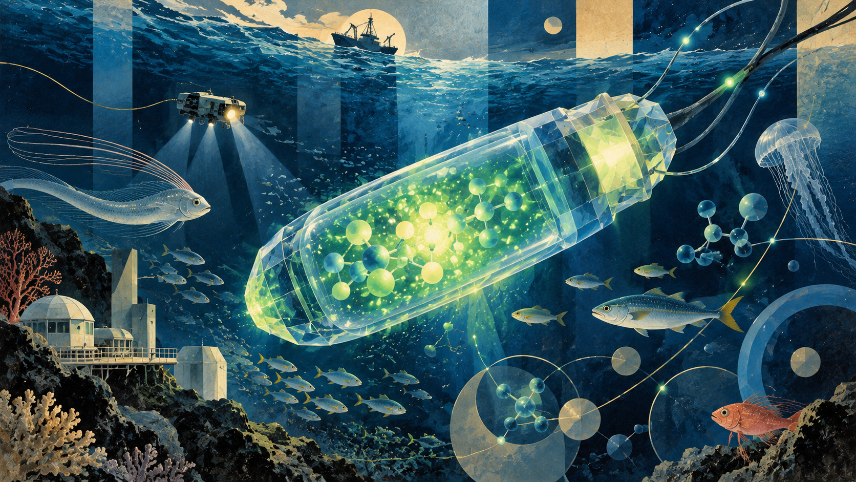 A Tiny Light Against Deep-Sea Pressure — editorial illustration