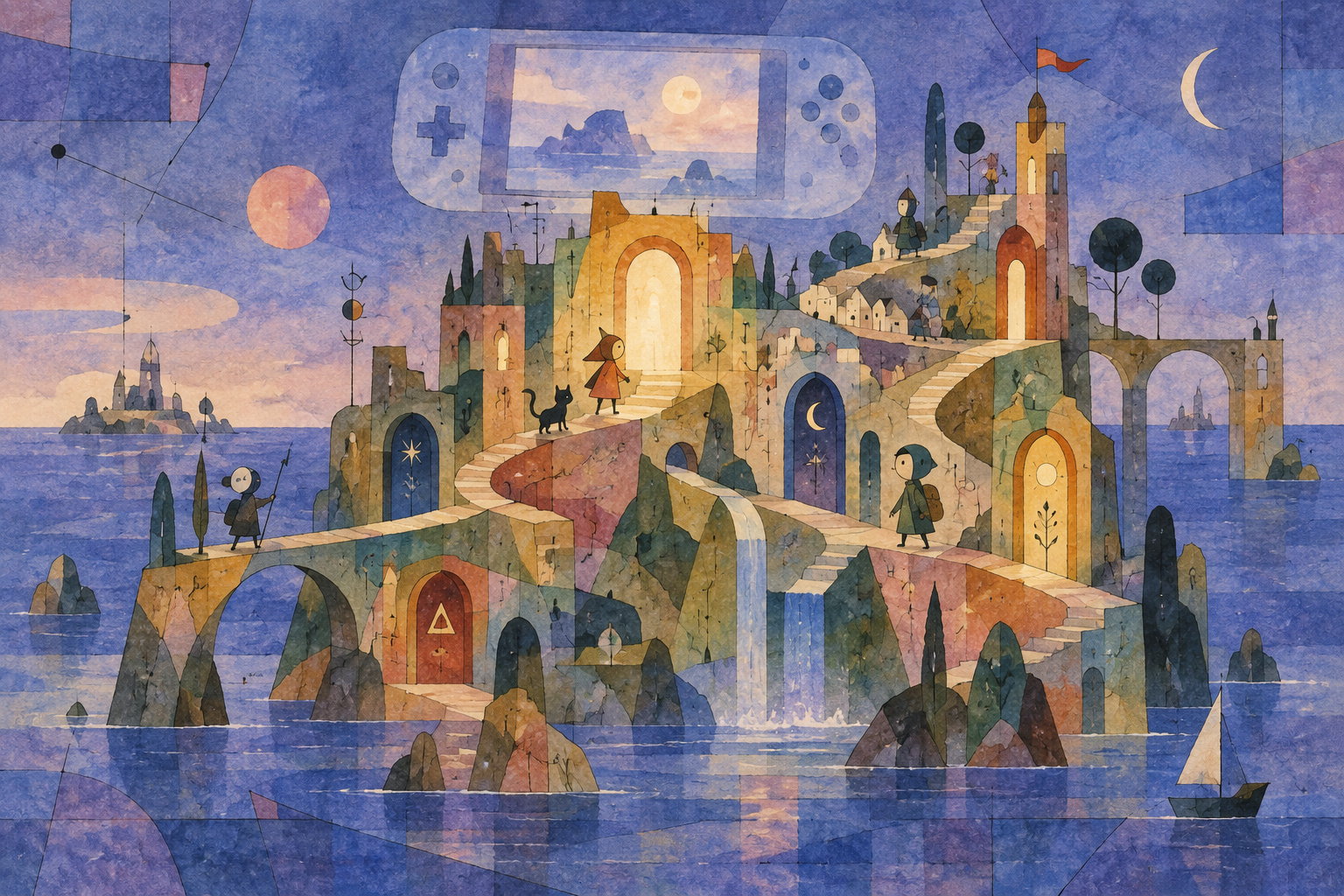 An invitation to read closely: Le Mirage Mystique and Japan’s story-driven games — AI-generated editorial illustration
