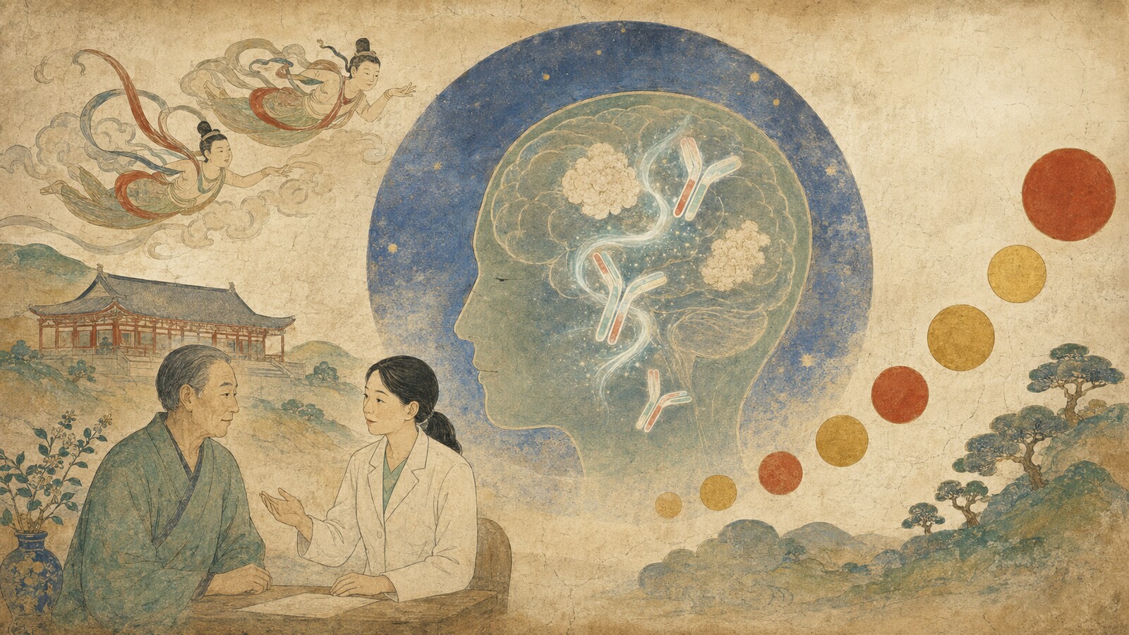 アルツハイマー病治療薬レケンビと脳の記憶を描いた医療イラスト