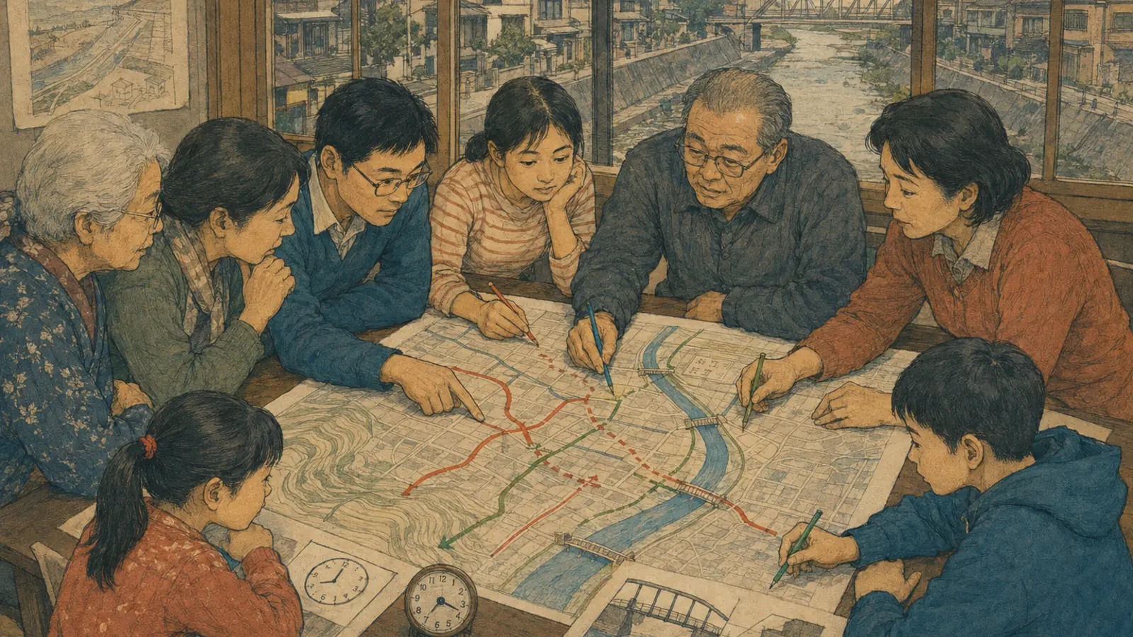 地図に何分を描く松戸の逃げ地図