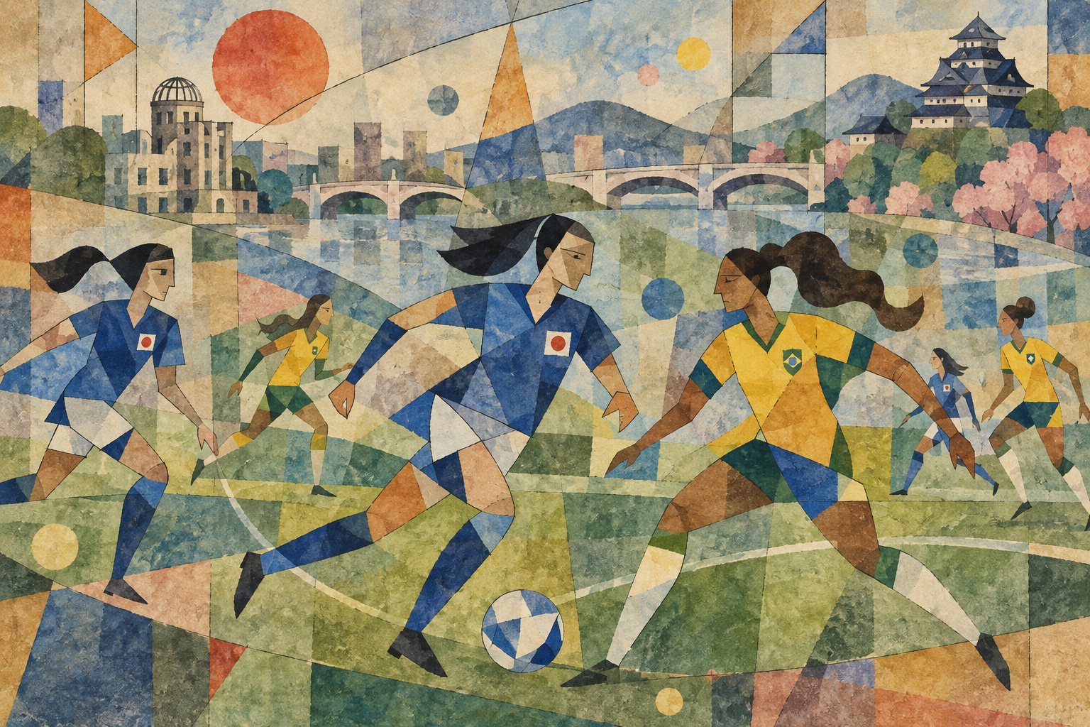 Nadeshiko brings Brazil to Hiroshima and Okayama—and the next World Cup closer to home — AI-generated editorial illustration