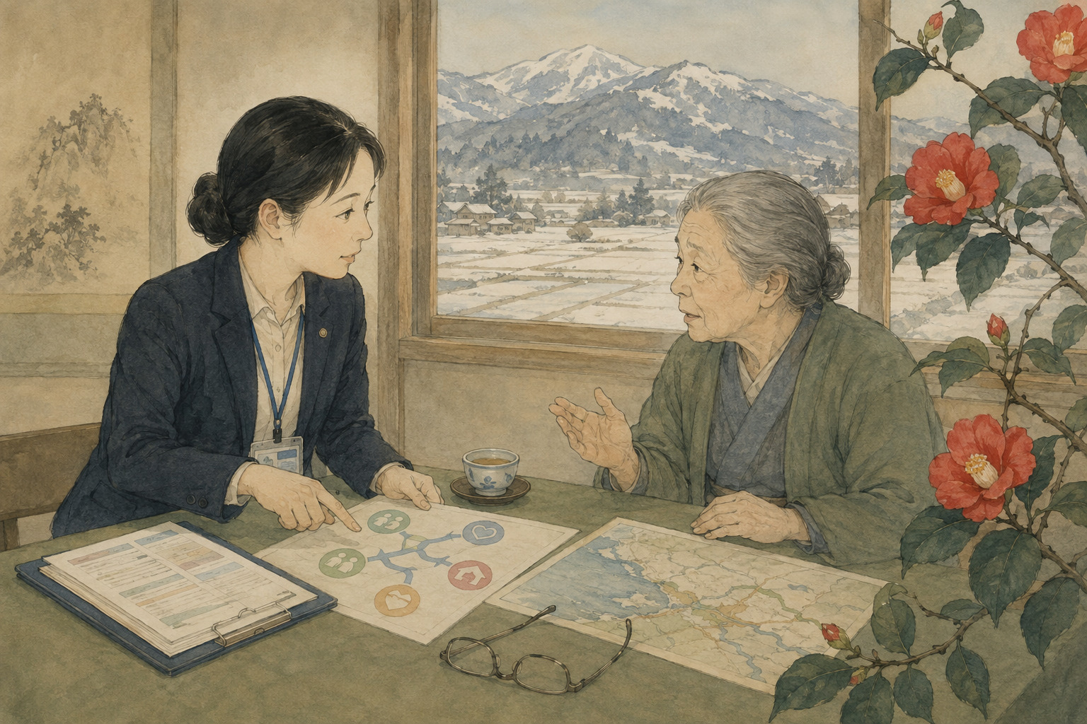 Editorial illustration for Niigata Tests a Human Concierge for the Problems Aging Residents Cannot Name