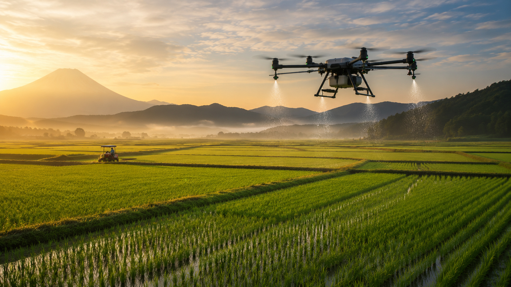 NTT e-Droneと住友商事:米づくりを守る空の農機具