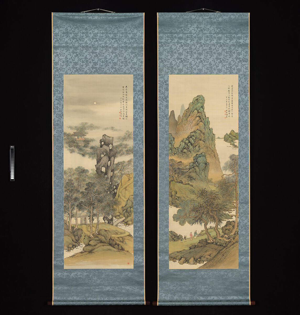 Okuhara Seiko, Summer and Autumn Landscape (1904), original public-domain hanging-scroll diptych