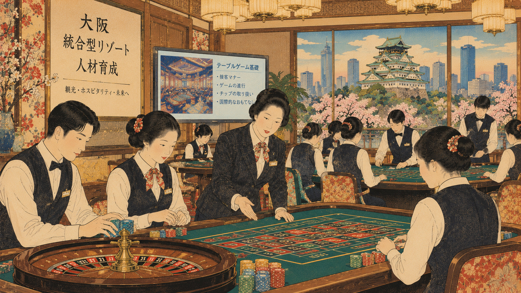 Japan’s Casino Future Starts in an Osaka Classroom — editorial illustration