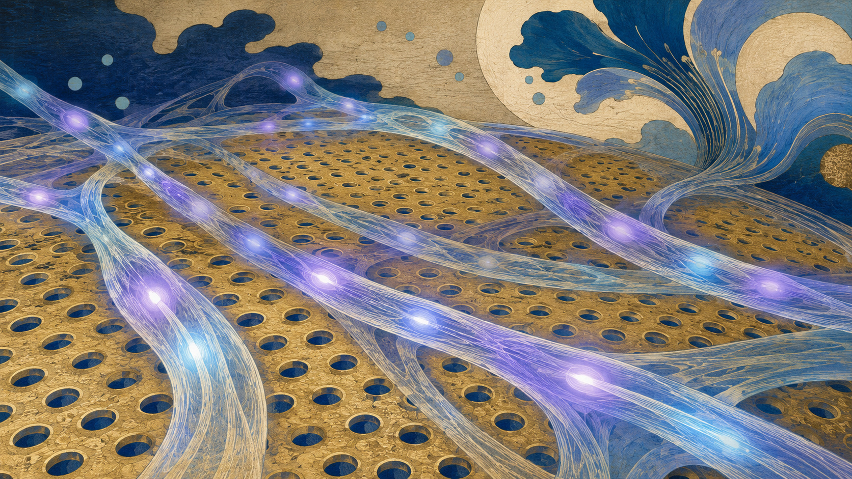Gold Nanoholes Help Molecular Fibers Carry Light Energy Farther
