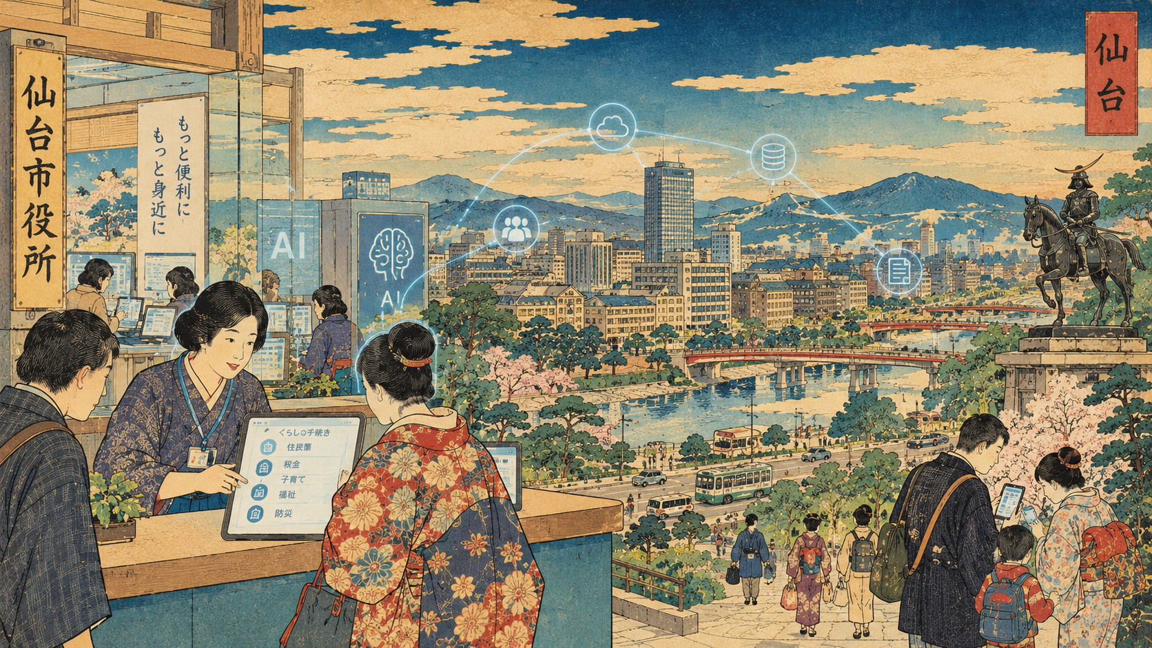 Can AI Keep Japan’s Small City Halls Working? — editorial illustration