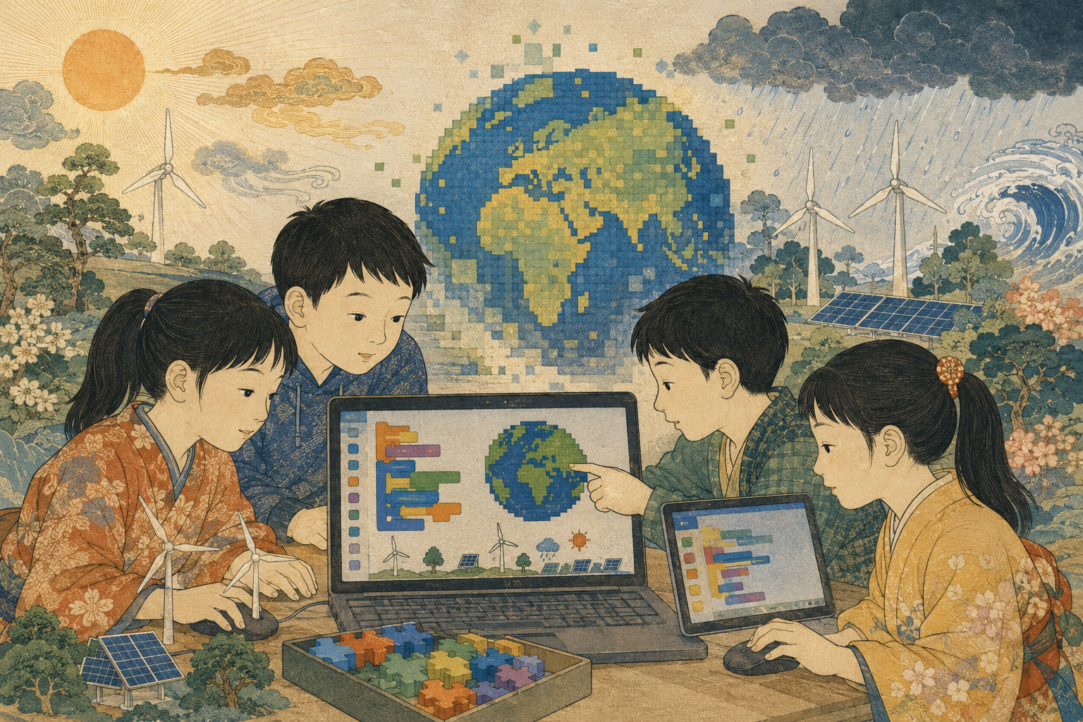 子どもたち、Scratchで気候変動への答えを考える