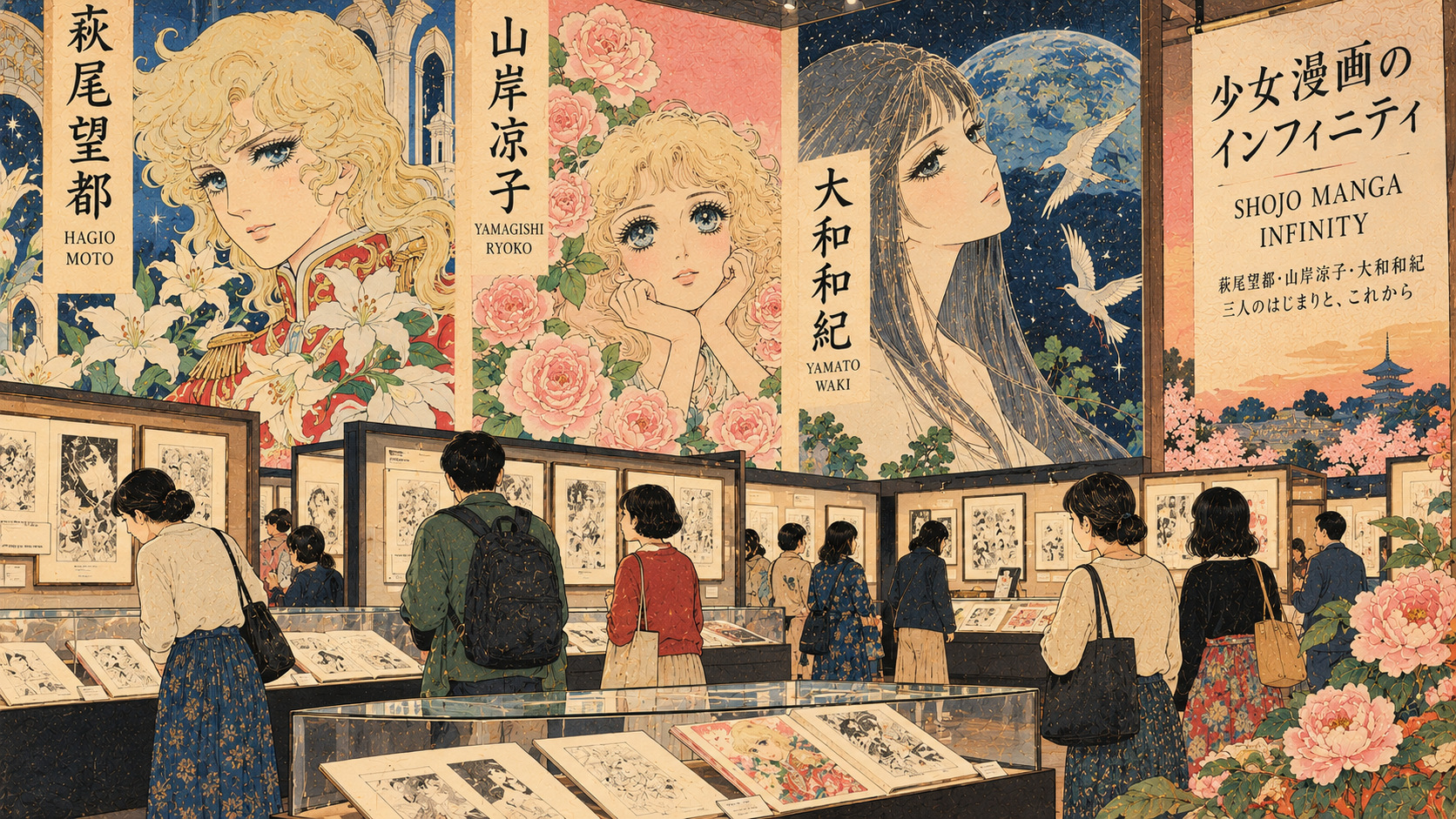 萩尾望都・山岸凉子・大和和紀――少女漫画が切り開いた表現の世界 — editorial illustration