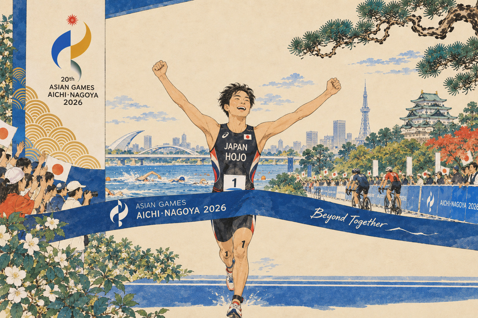 First Gold in Gamagori: Takumi Hojo Extends Japan's Asian Games Men's Triathlon Streak to Five — editorial image