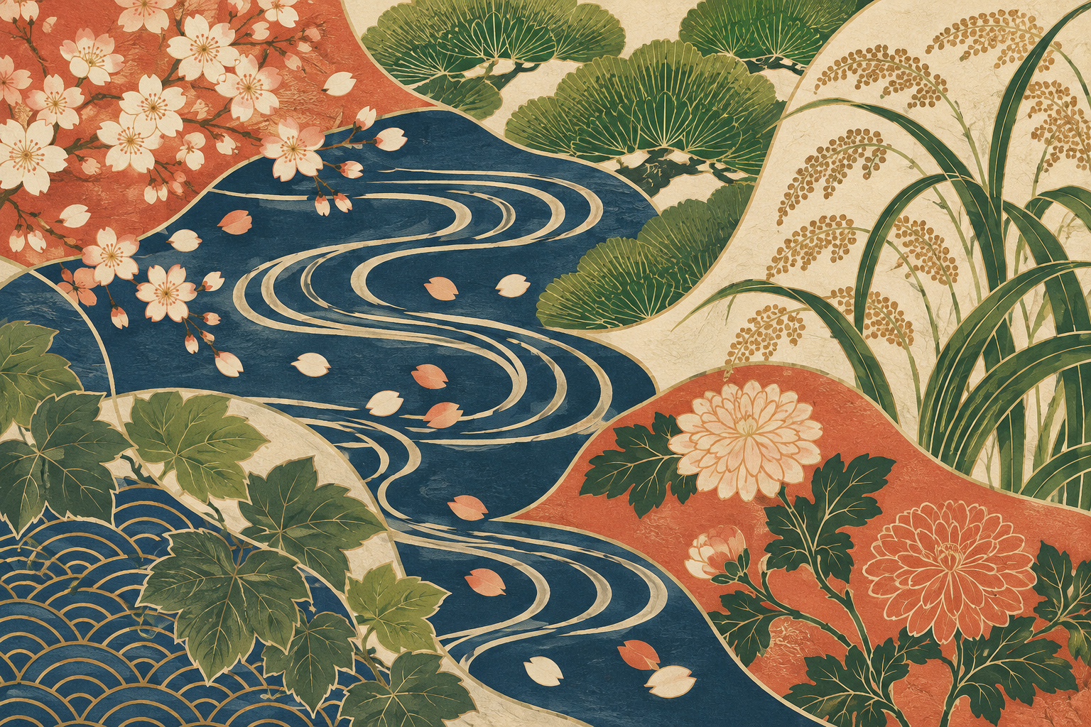 When Nature Becomes Pattern: Looking Closely at Furuya Kōrin — AI editorial illustration