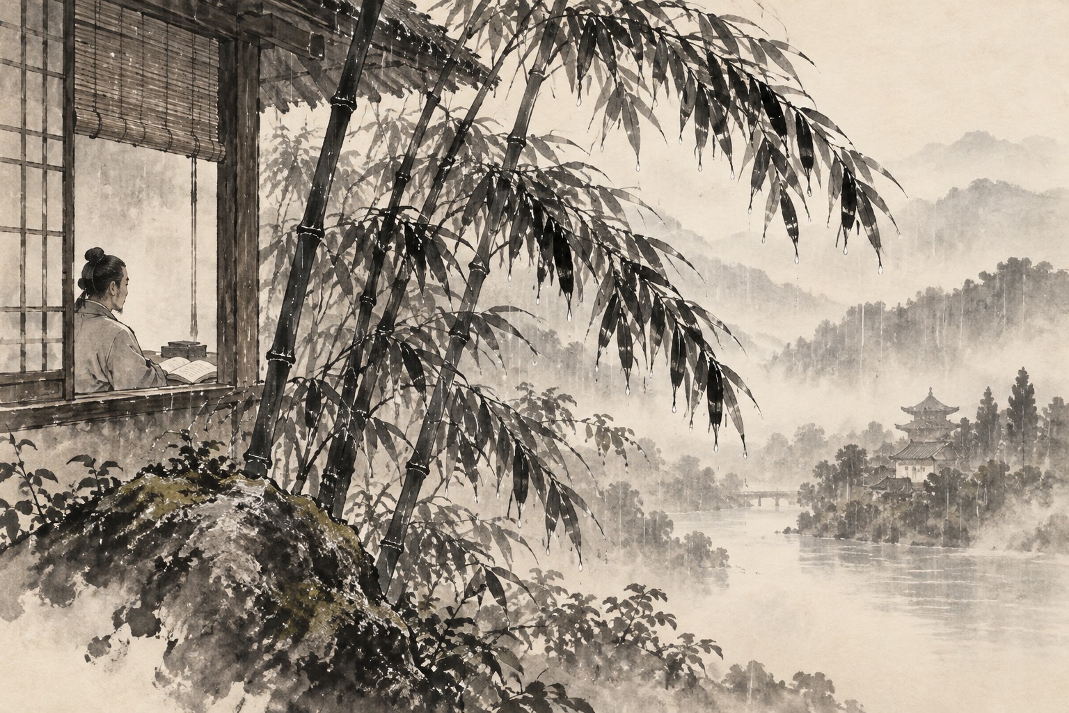 Gion Nankai: Finding Strength in the Rain — editorial illustration