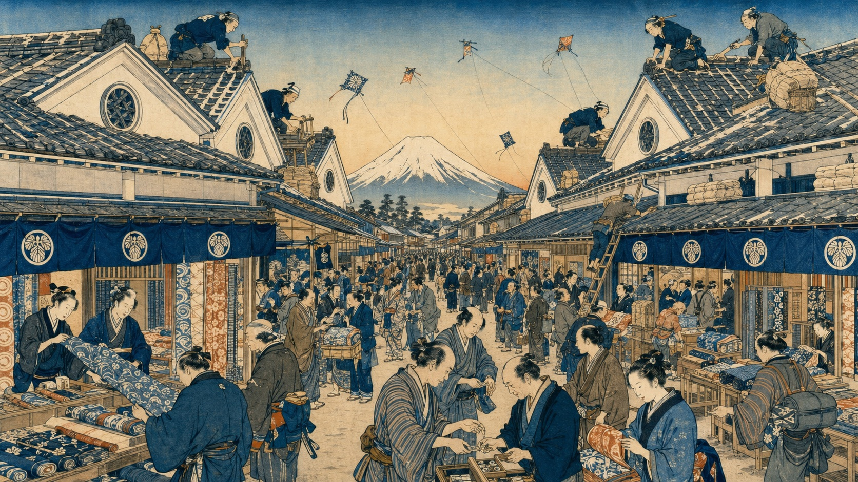 今日のアート:北斎「江都駿河町三井見世略図」