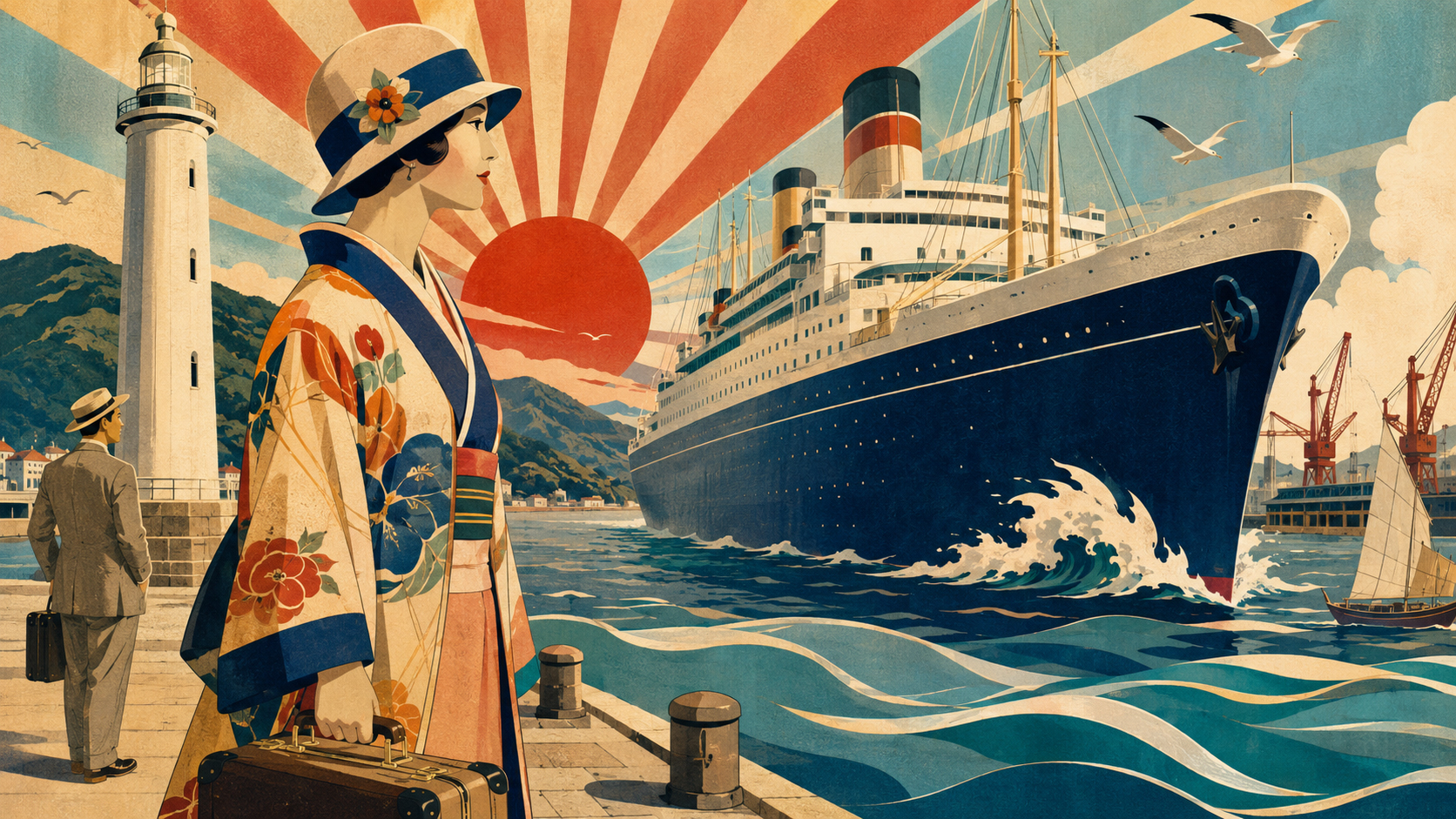 杉浦非水の海洋旅行ポスターに着想を得た2026年海の日特別号の編集イラスト
