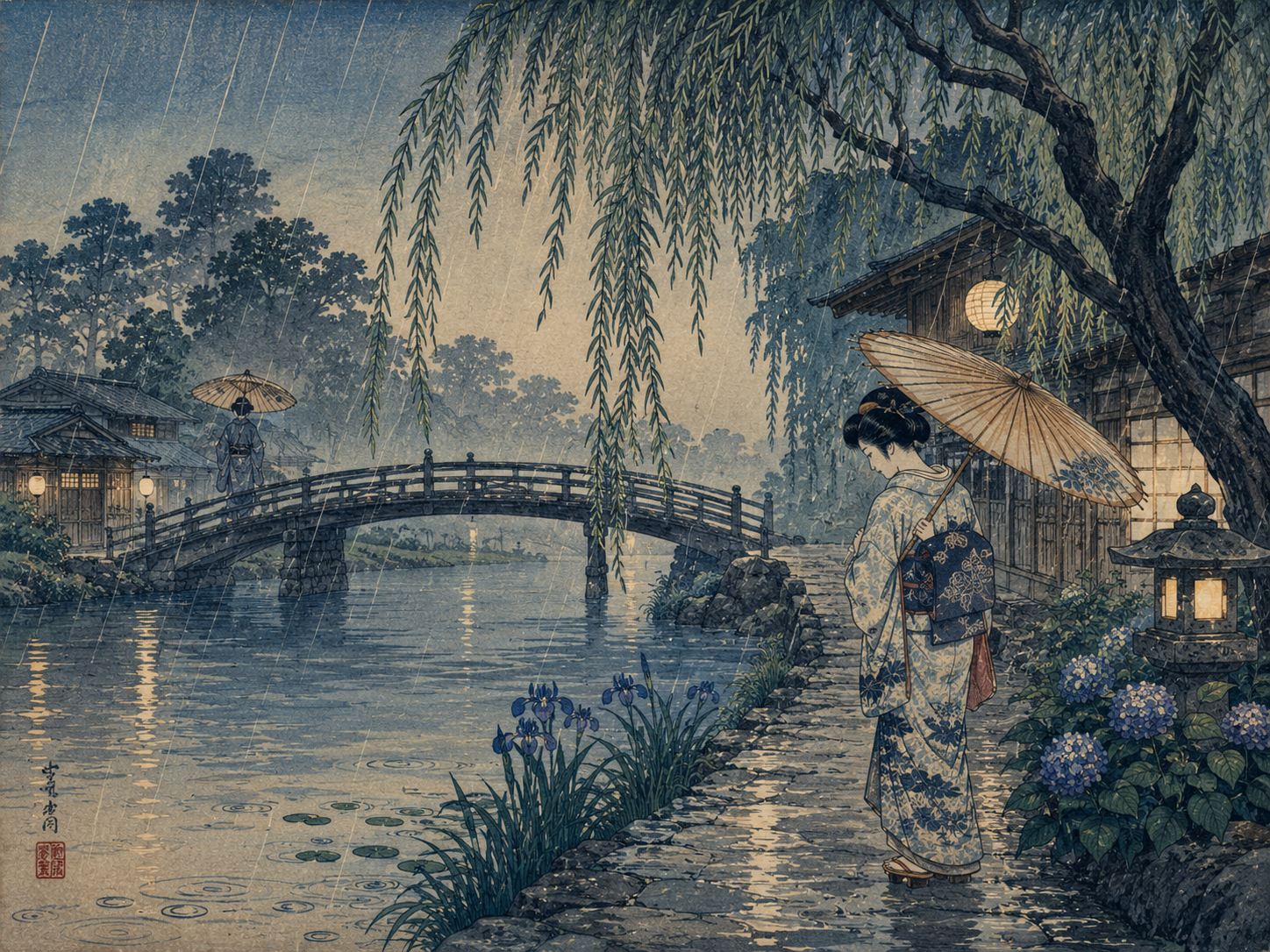 今日のアート選択：酷暑が破れる前の浮世絵・夏雨