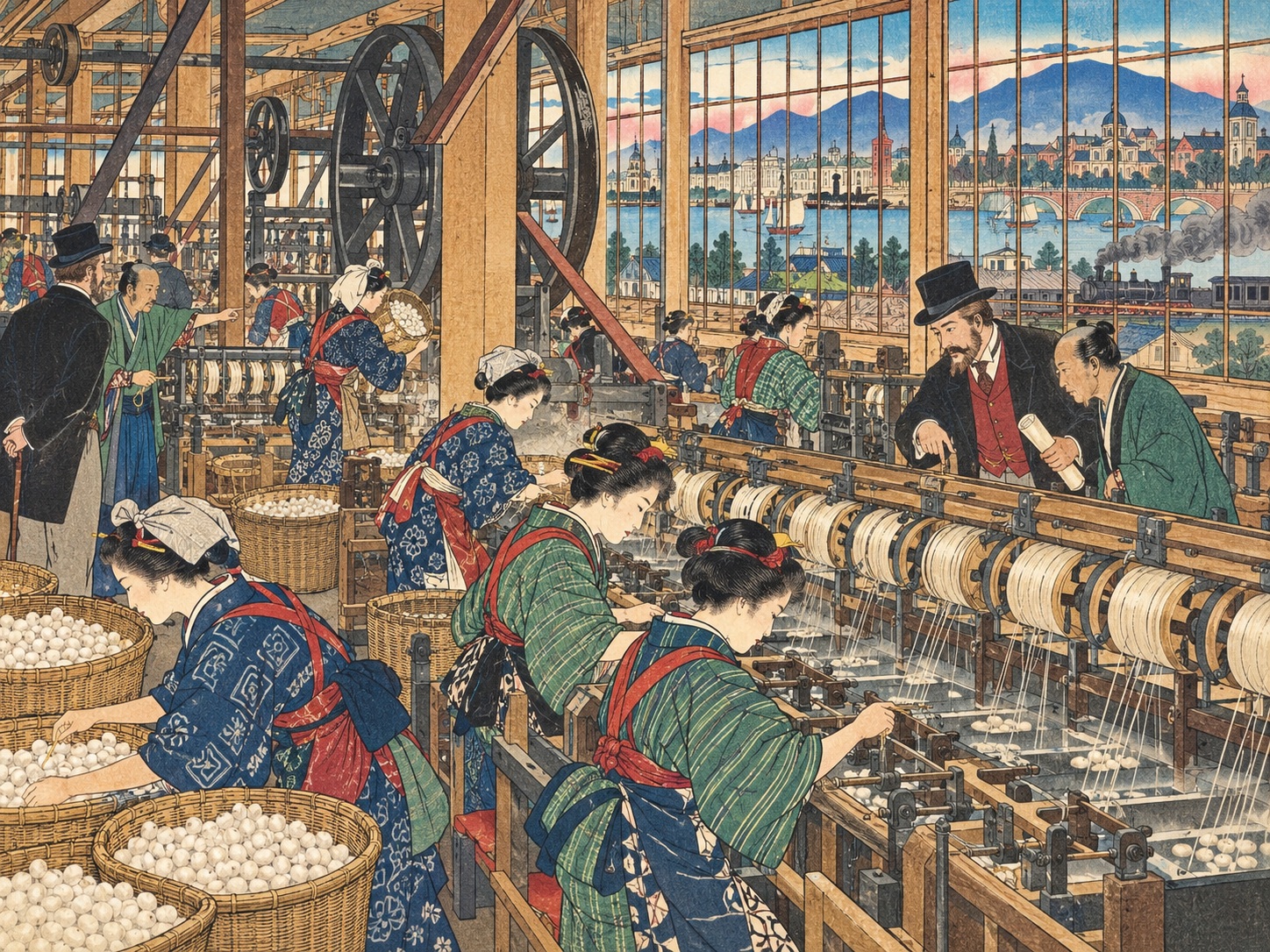 歌川芳虎『東京築地舶来ぜんまい大仕かけきぬ糸を取る図』――日本が「未来」をつくり始めた時代