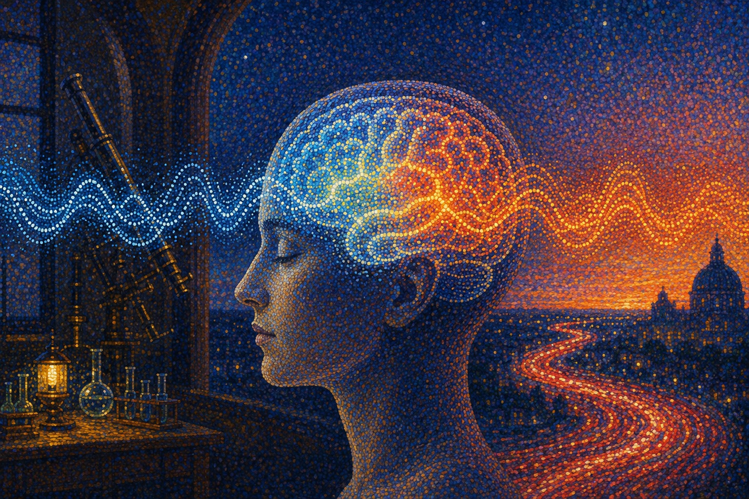 Cerebral blood flow, an EEG trace and diverging time-frequency maps
