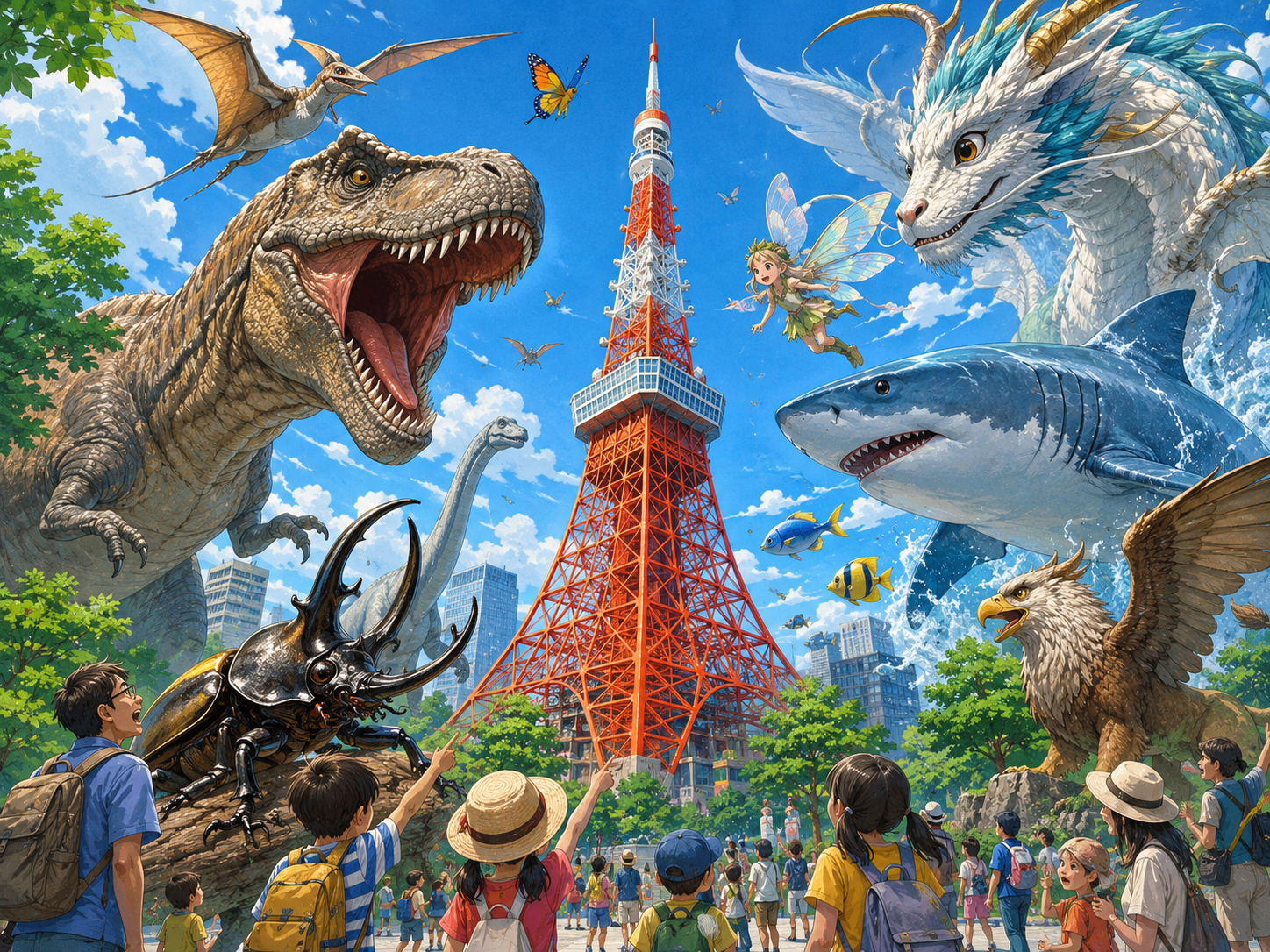 When Dinosaurs Come to Tokyo Tower, the Encyclopedia Becomes a Playground illustration