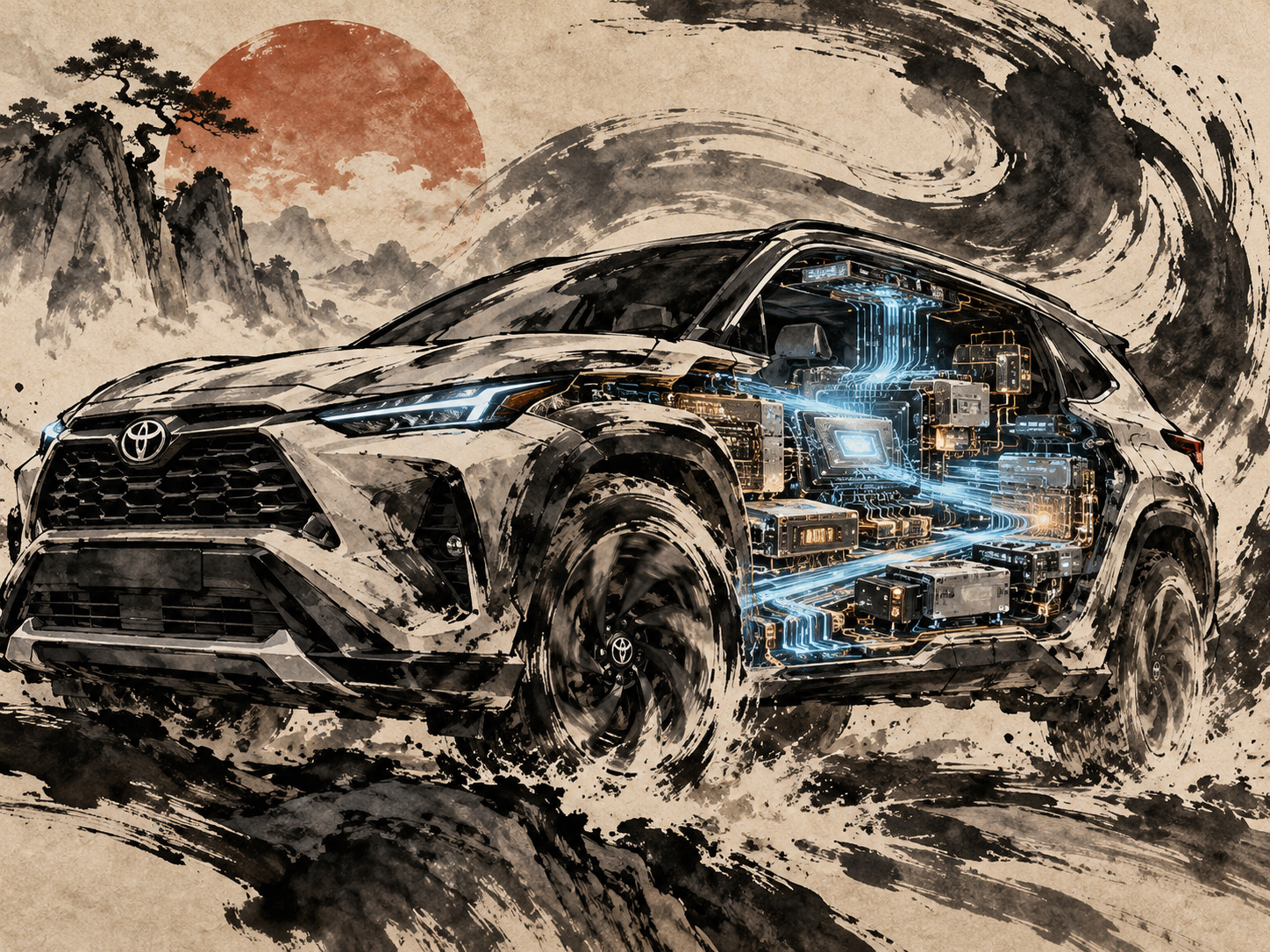 トヨタ、車載ソフト「Arene」を2030年に年1000万台へ — editorial illustration