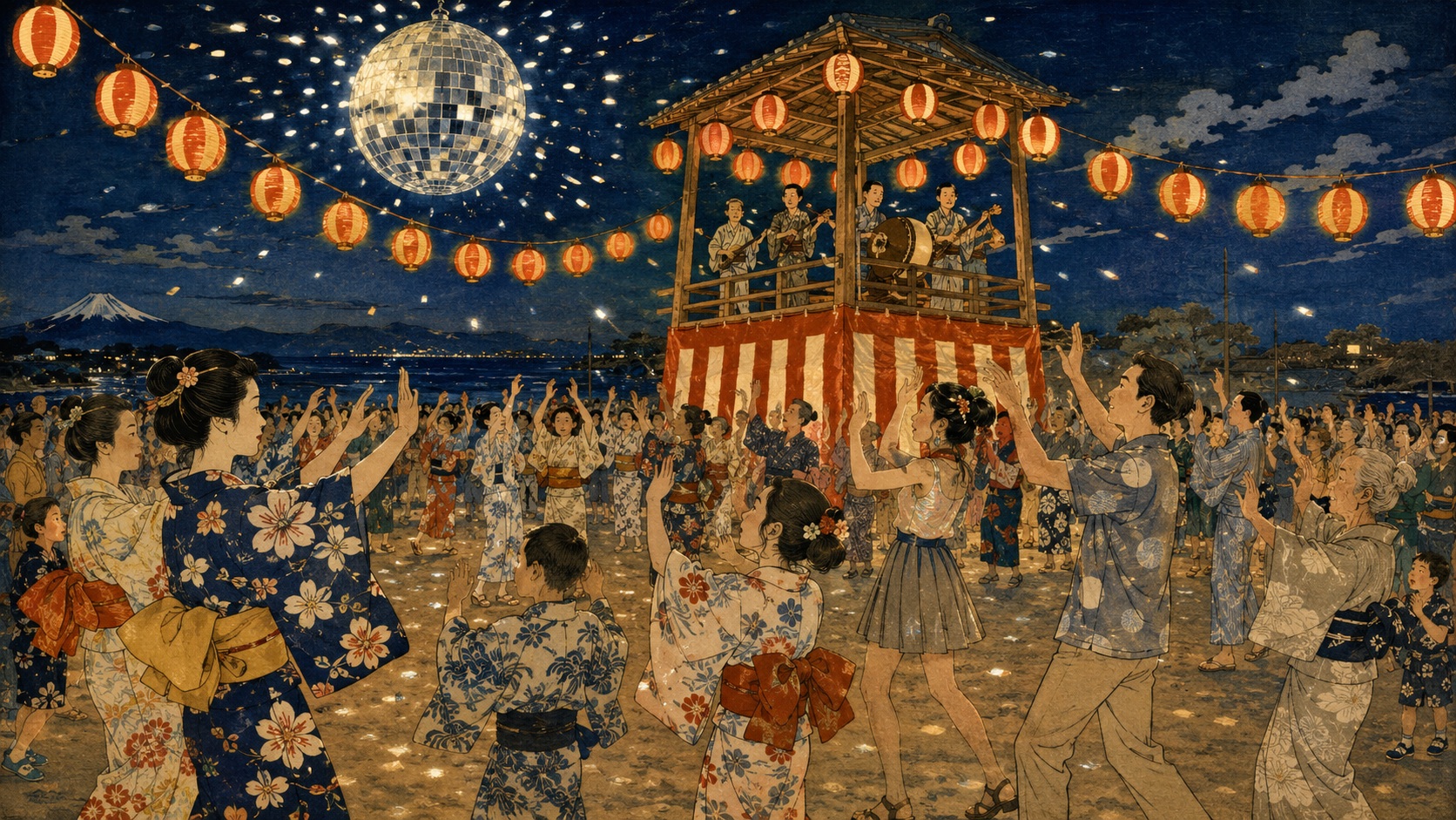 Bon Odori Meets the Disco Era on a Three-Generation Dance Floor