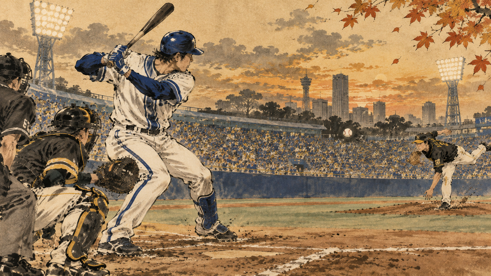 DeNAの6連勝とソフトバンクの91勝――日本シリーズ展望 — editorial illustration