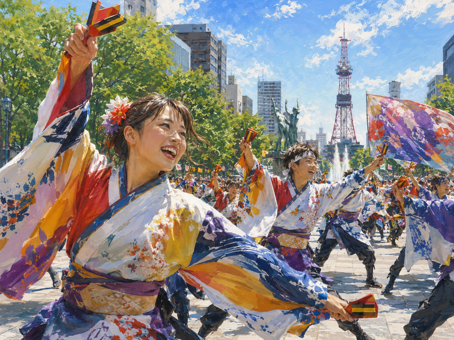 札幌のYOSAKOIソーラン、6月11日も熱気続くのイラスト
