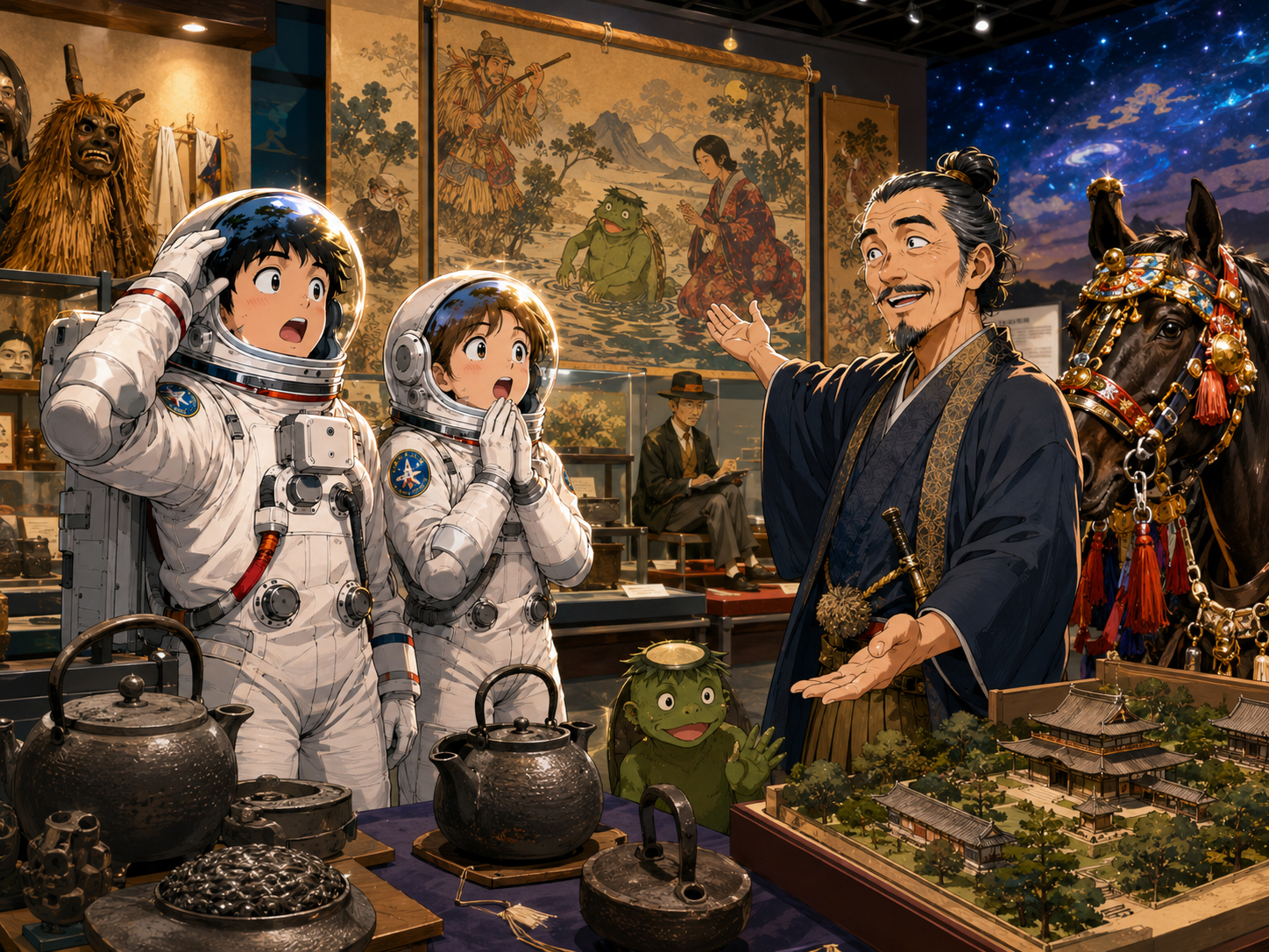 南部鉄器、遠野民話、馬の鈴、宮沢賢治を学ぶ宇宙飛行士