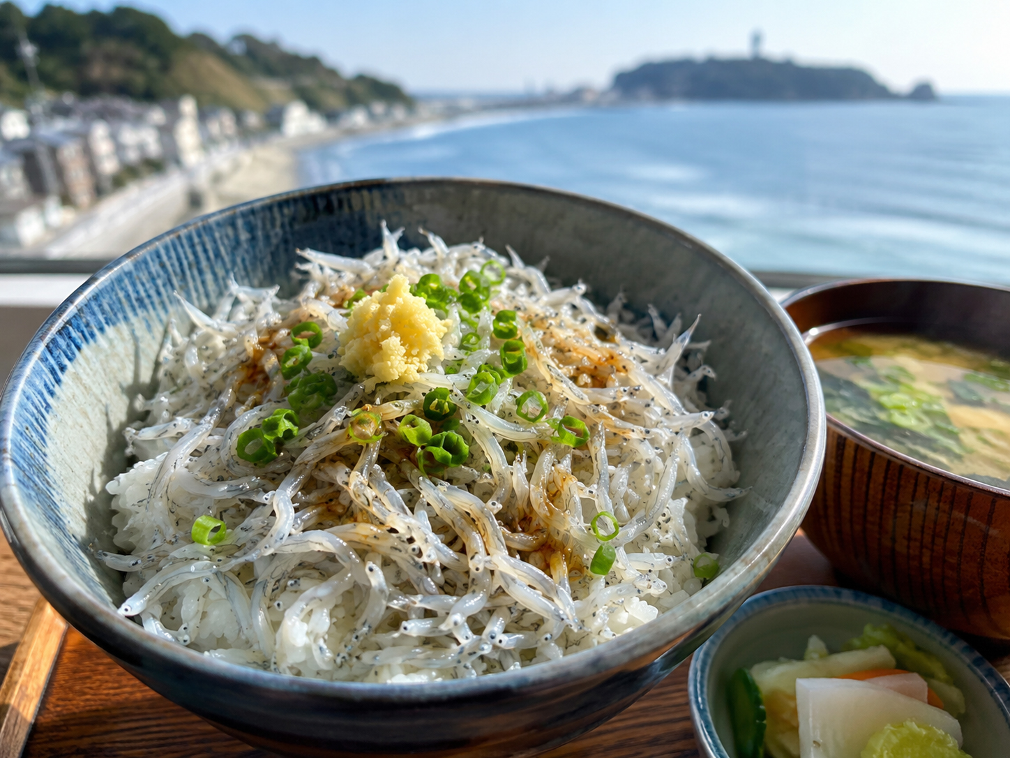 湘南しらす丼。生しらす、釜揚げしらす、相模湾の食。