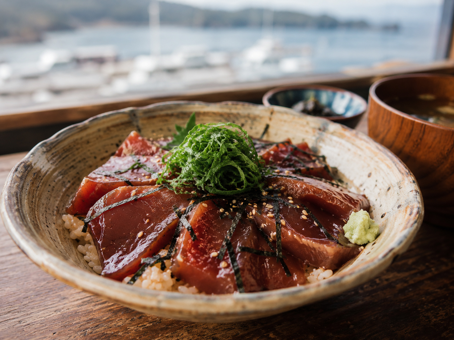 てこね寿司。醤油漬けのかつおを酢飯にのせた志摩の郷土料理。