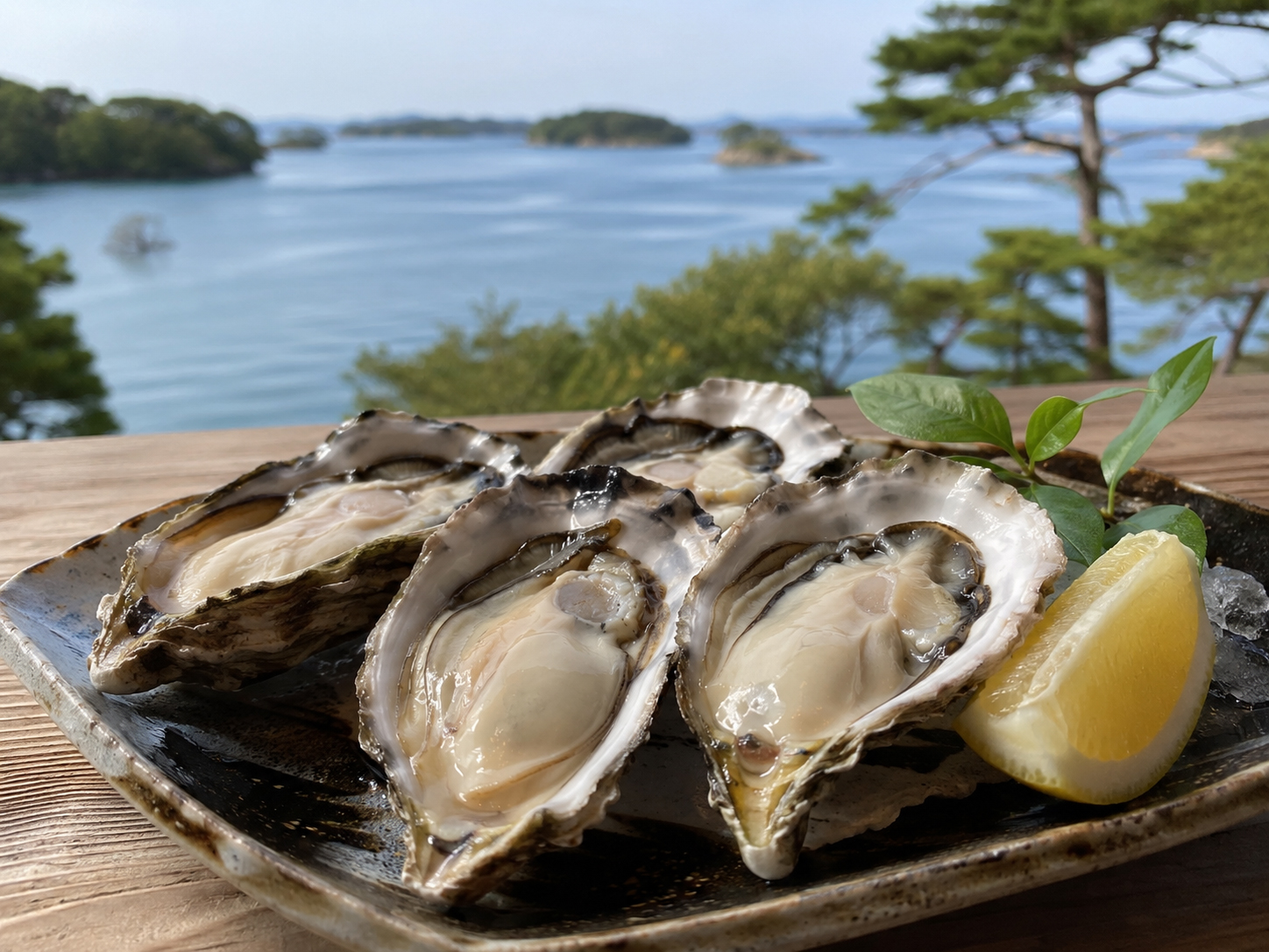 松島牡蠣。焼き牡蠣、蒸し牡蠣、松島湾の冬の海。