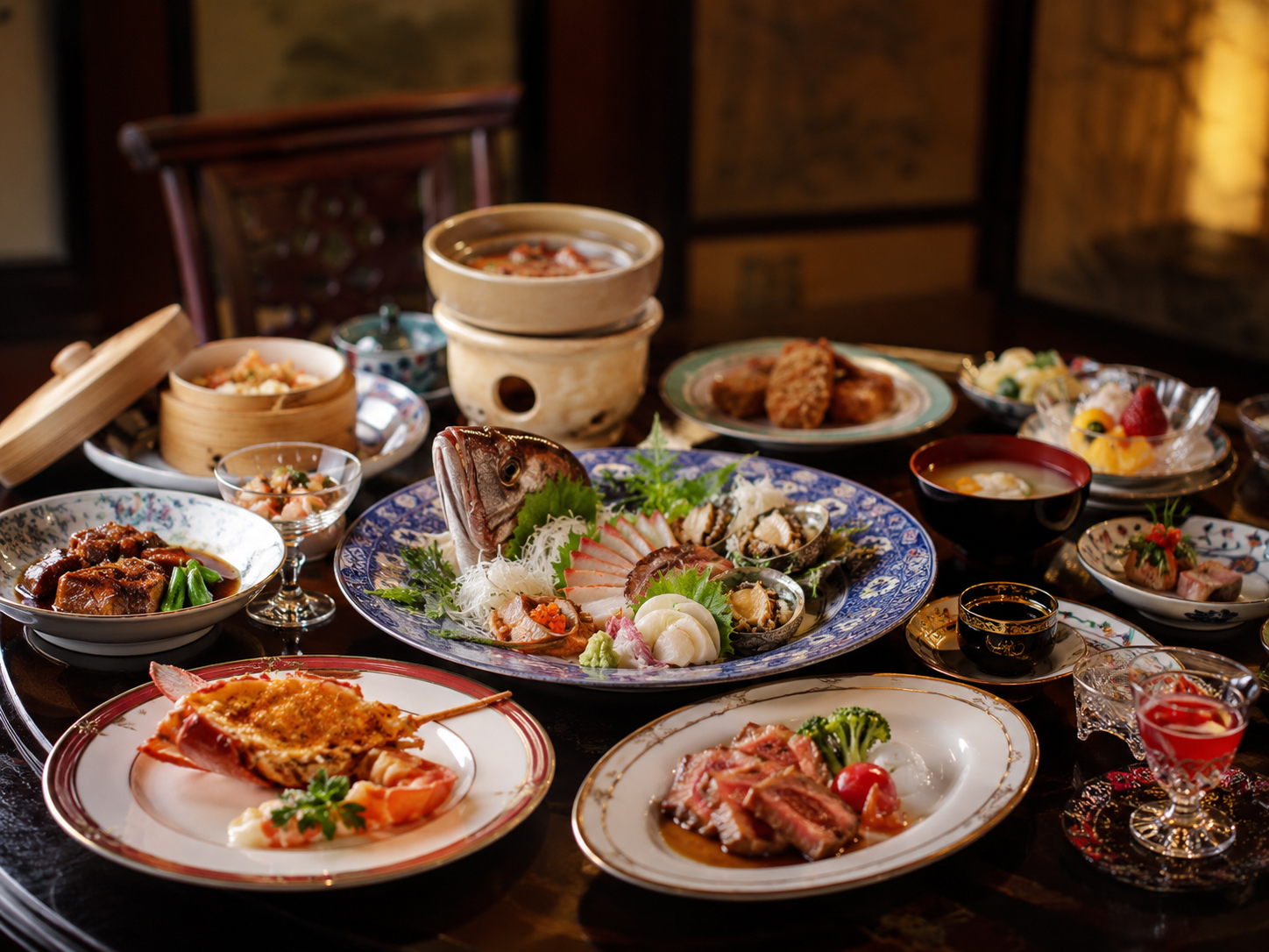 長崎の卓袱料理。和華蘭が混ざる円卓の宴席料理。