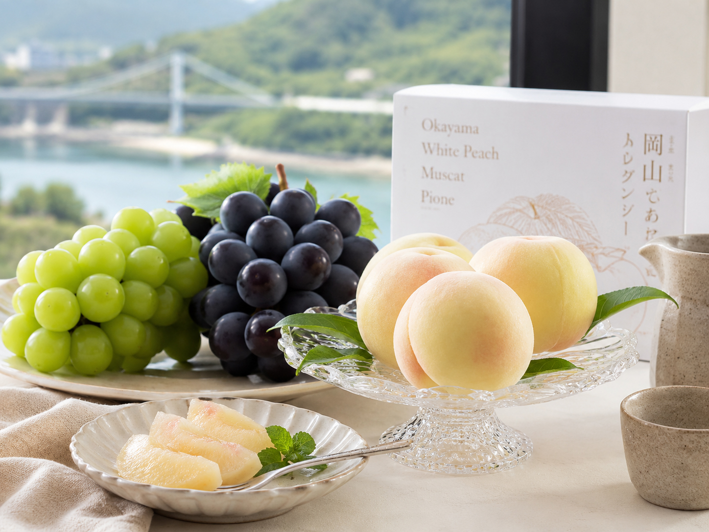 岡山の白桃、マスカット、ピオーネ。果物王国の食卓。