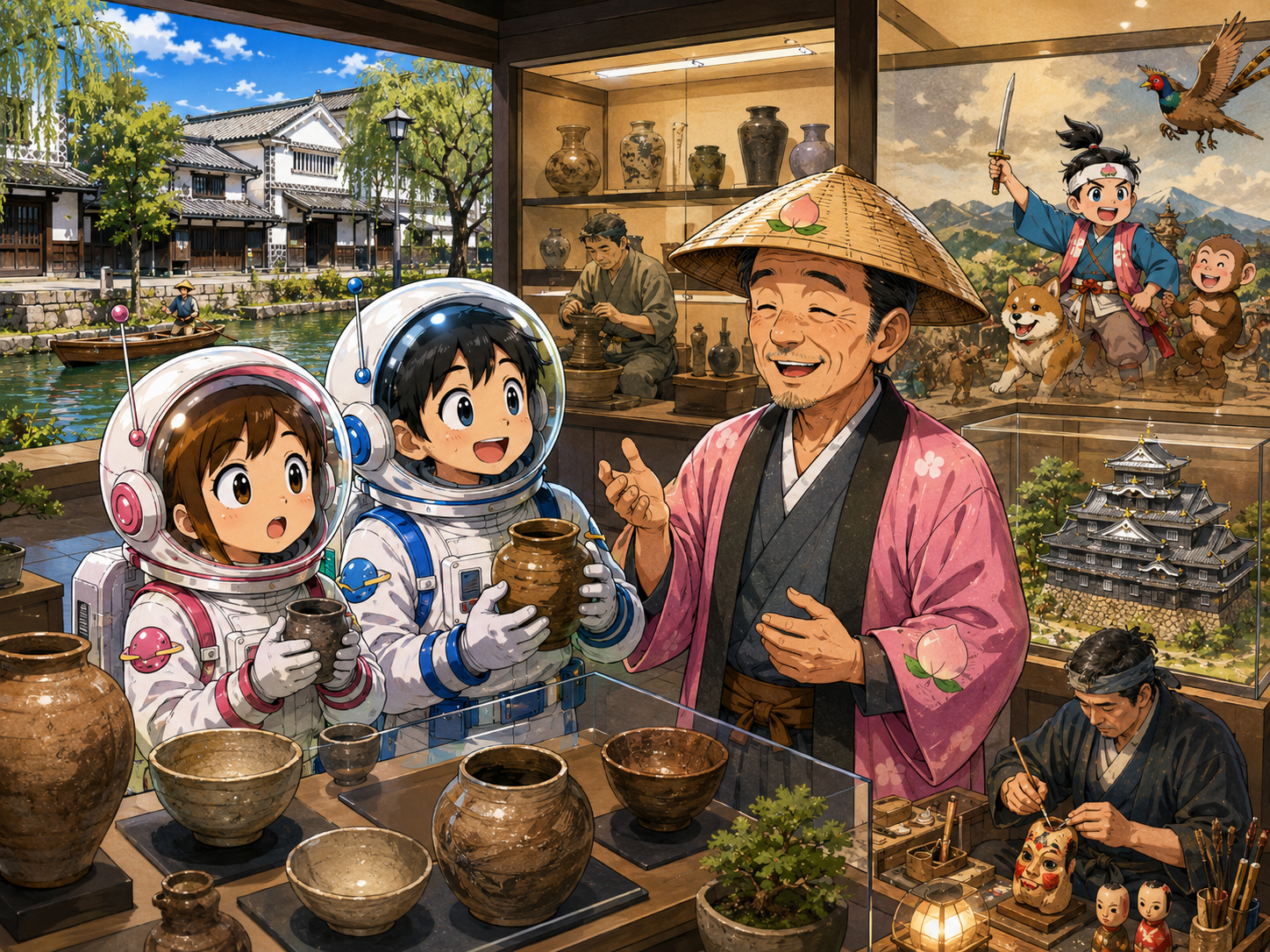備前焼、倉敷、桃太郎文化を学ぶ宇宙飛行士