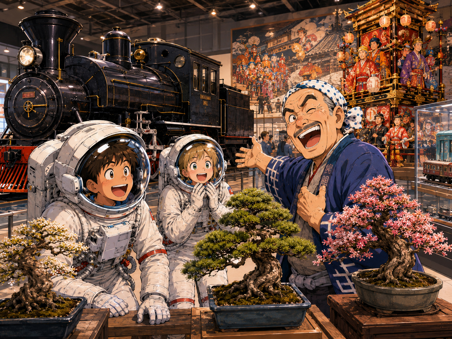 鉄道、盆栽、川越祭り、秩父夜祭文化を学ぶ宇宙飛行士