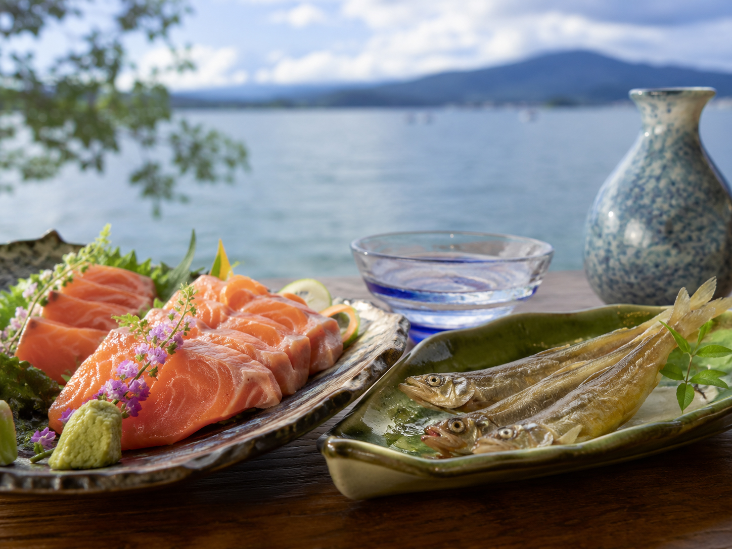 ビワマス、小鮎、湖魚料理が並ぶ琵琶湖の食卓。