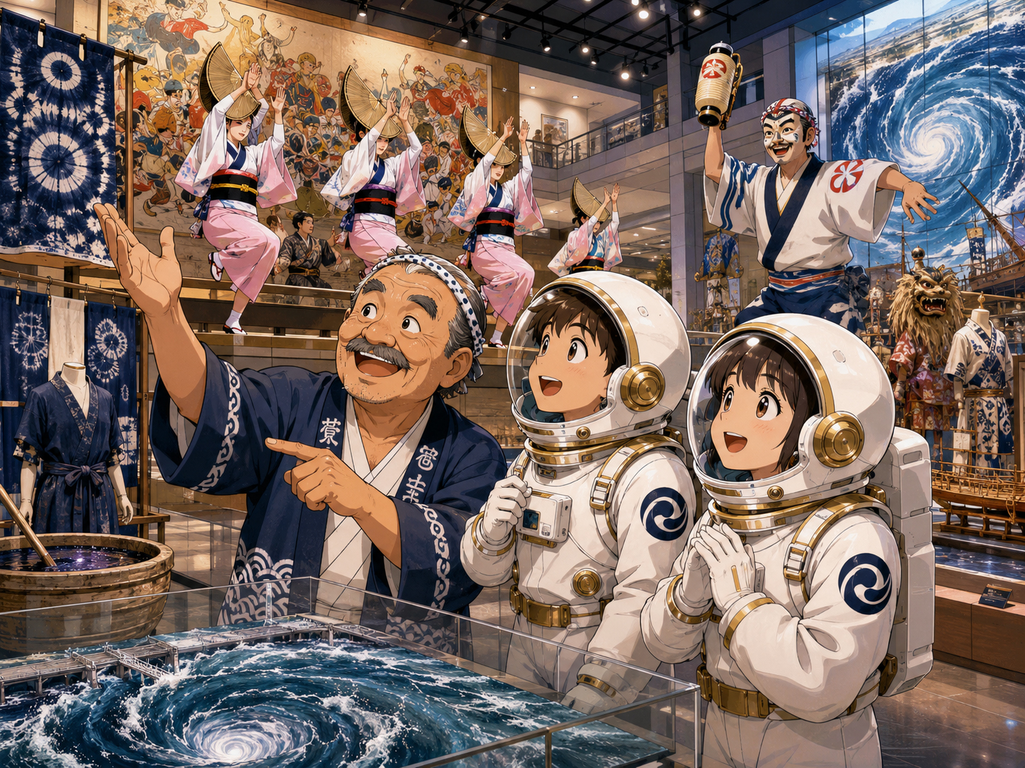 阿波おどり、藍染、大塚国際美術館文化を学ぶ宇宙飛行士