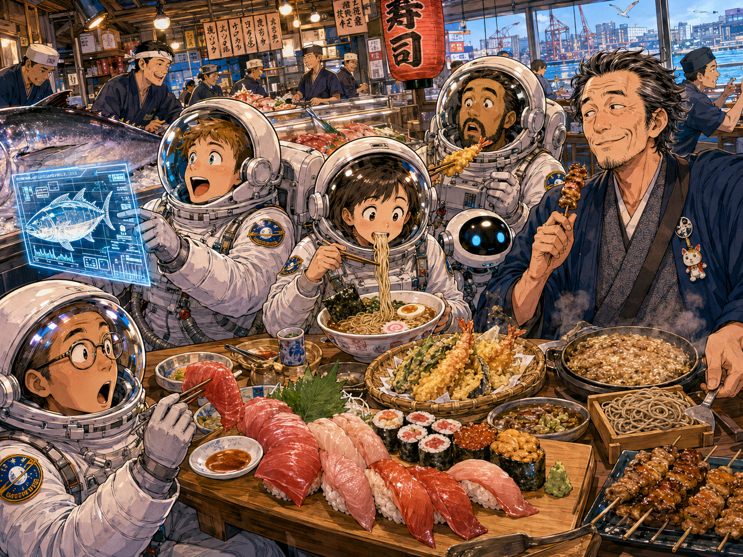 江戸、相撲、アニメ、庭園文化を学ぶ宇宙飛行士