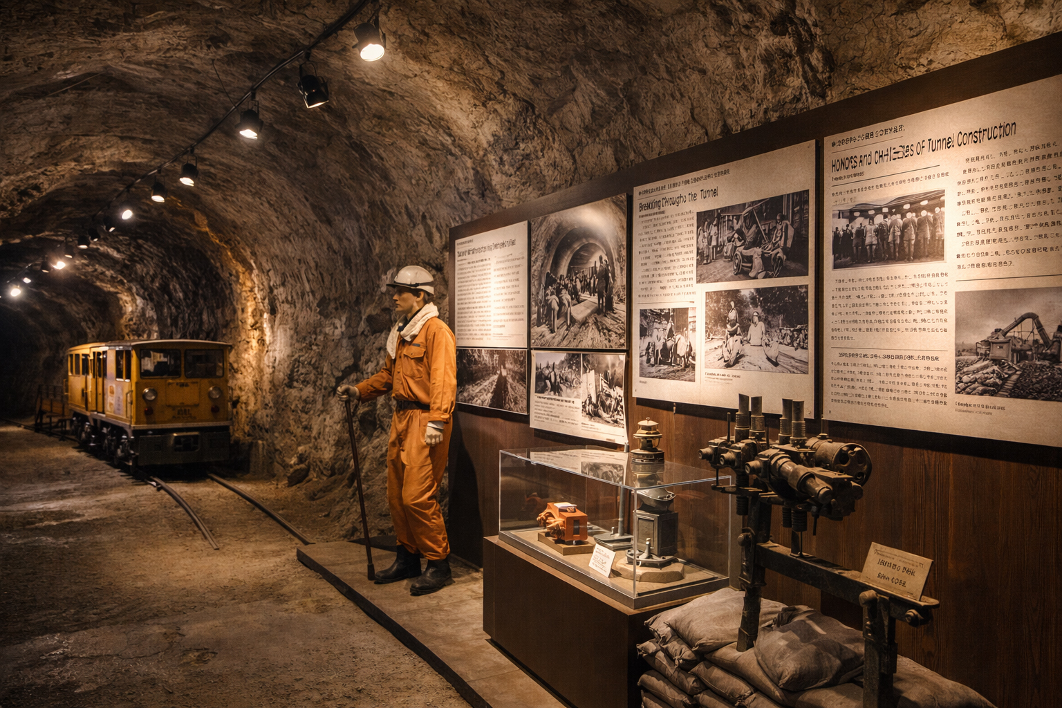 Kurobe engineering tunnel history display