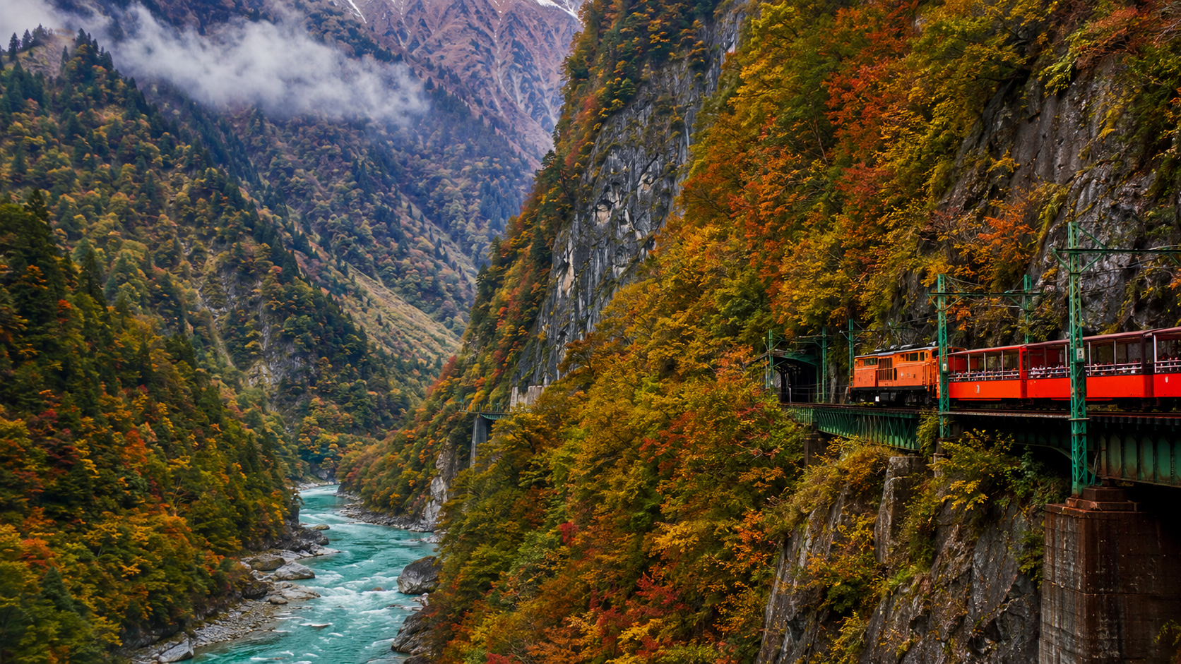 黒部峡谷と山岳風景