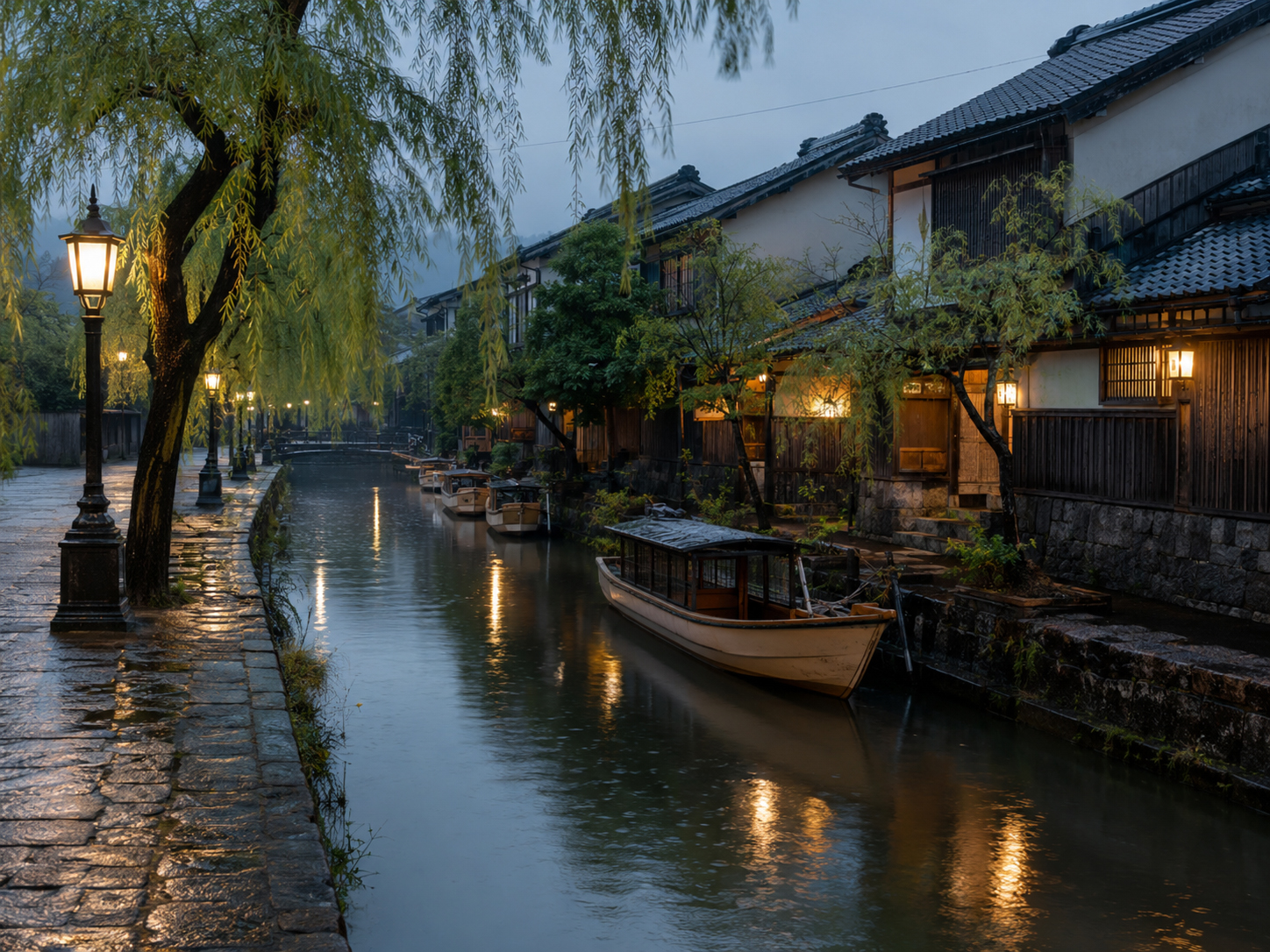 雨の日の水辺