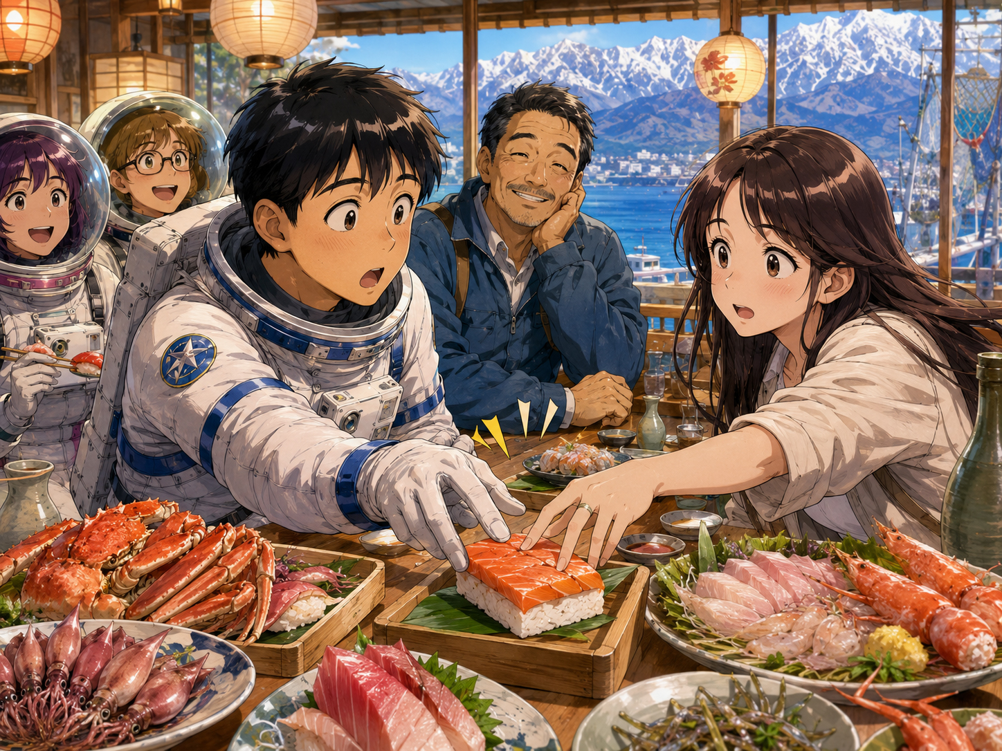 富山湾寿司、ます寿司、ほたるいかを前に恋に気づく宇宙飛行士