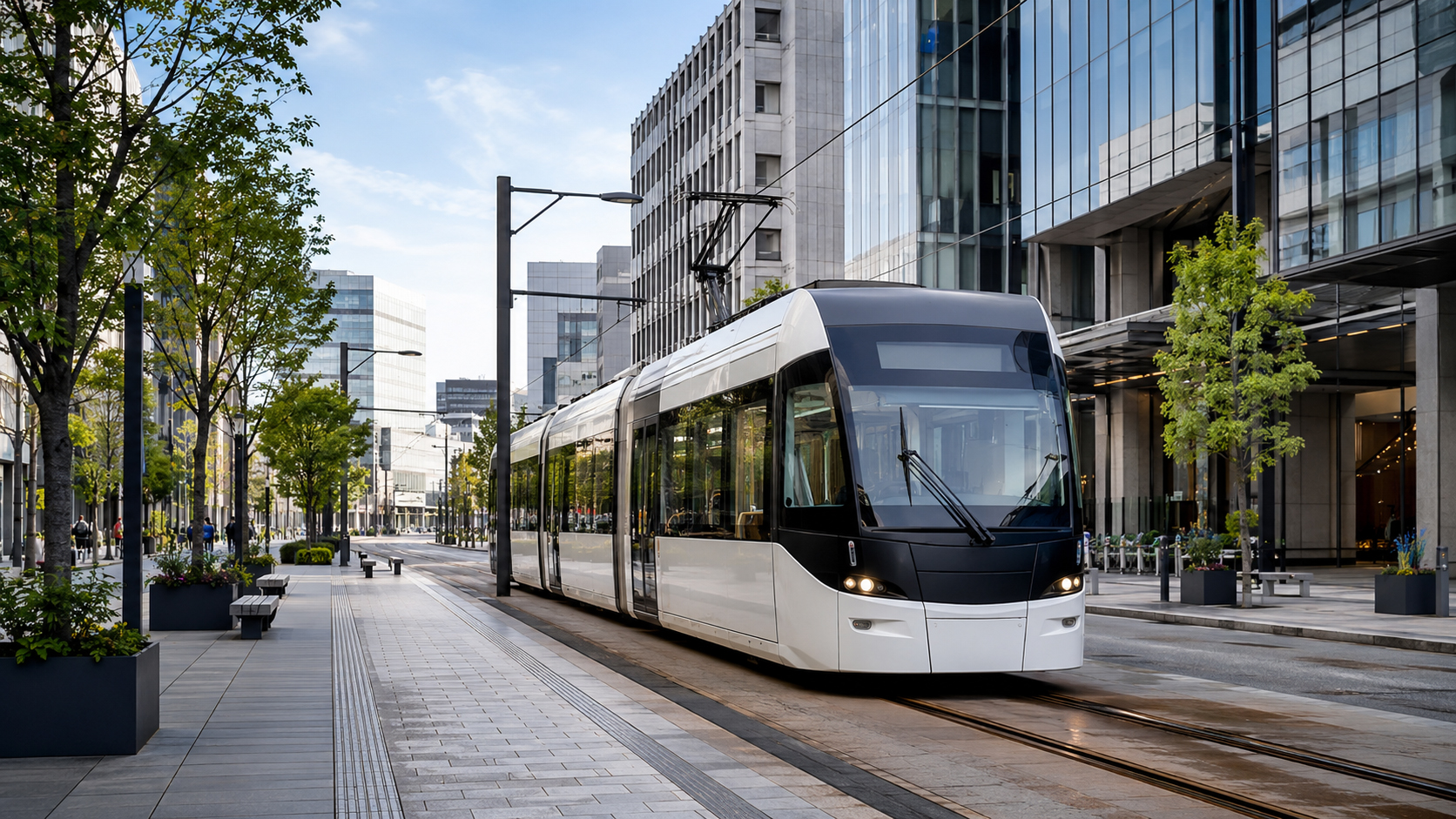 富山市中心部を走る路面電車