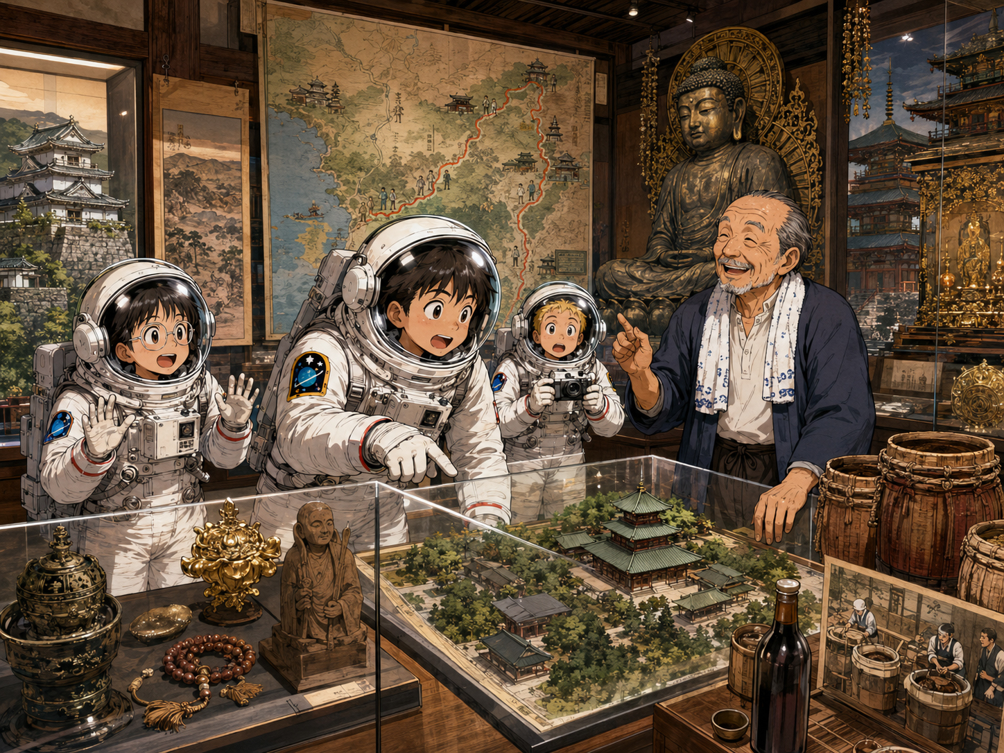 熊野古道、高野山、湯浅醤油文化を学ぶ宇宙飛行士